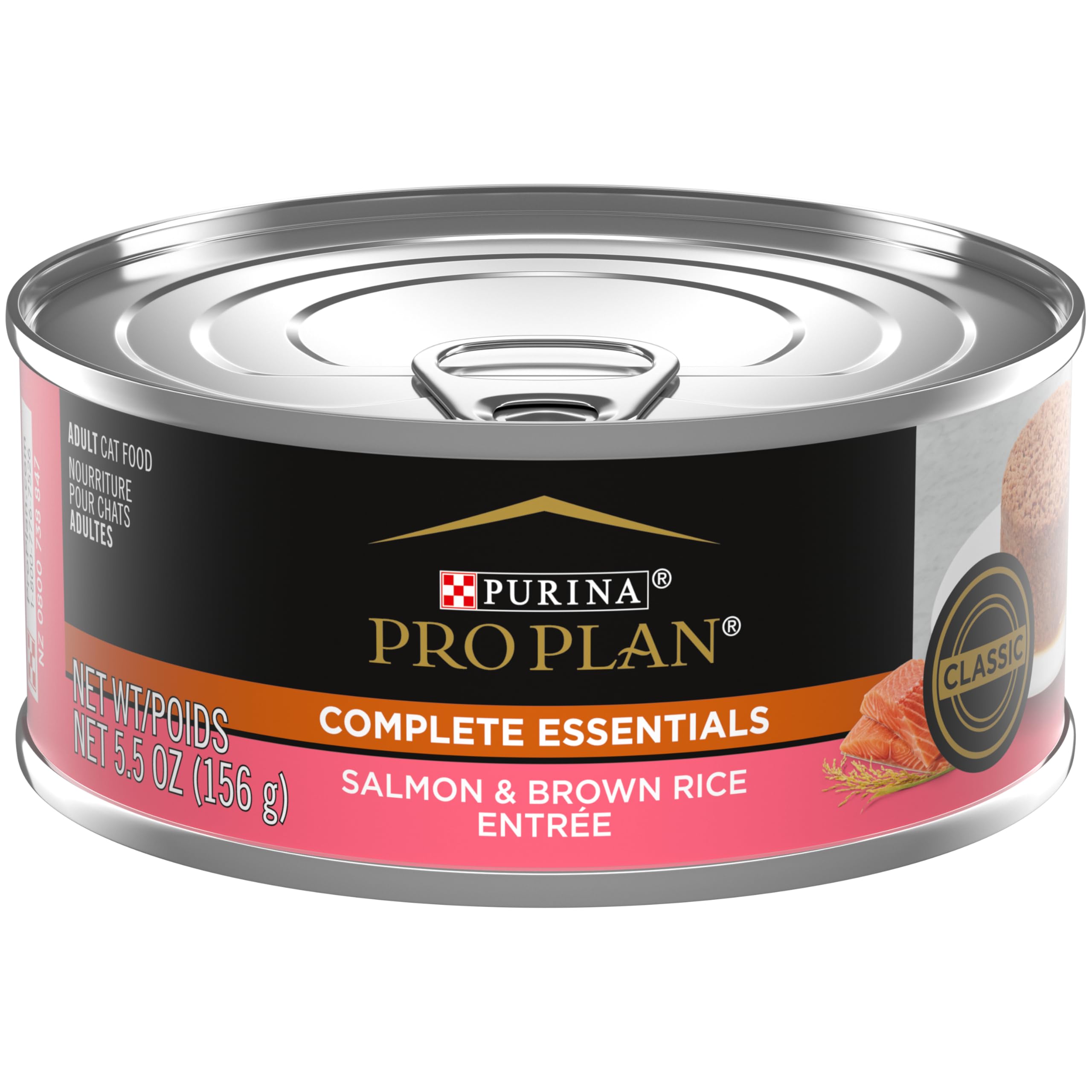 Purina Pro Plan Pate salmón con arroz integral; textura suave para gatos adultos.