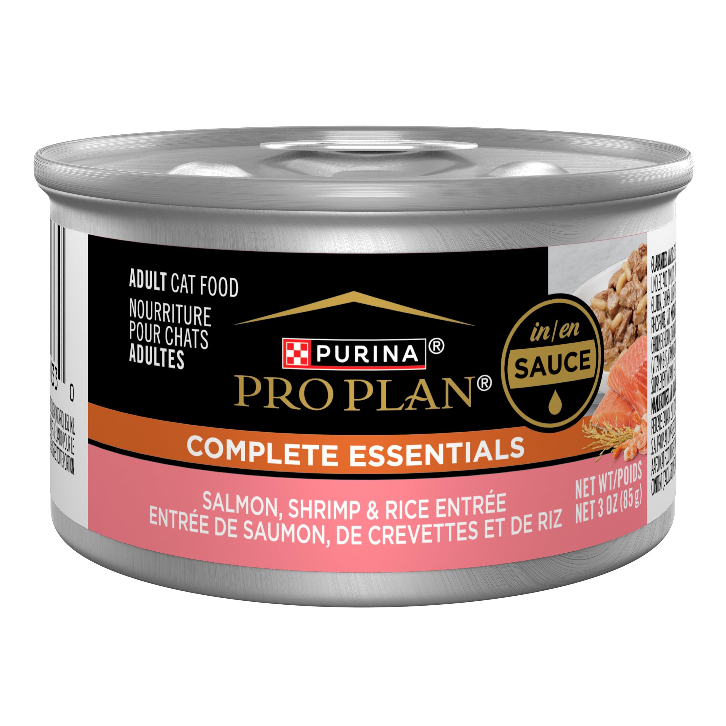 Purina Pro Plan Pate salmón camarón en salsa, nutrición completa para gatos adultos