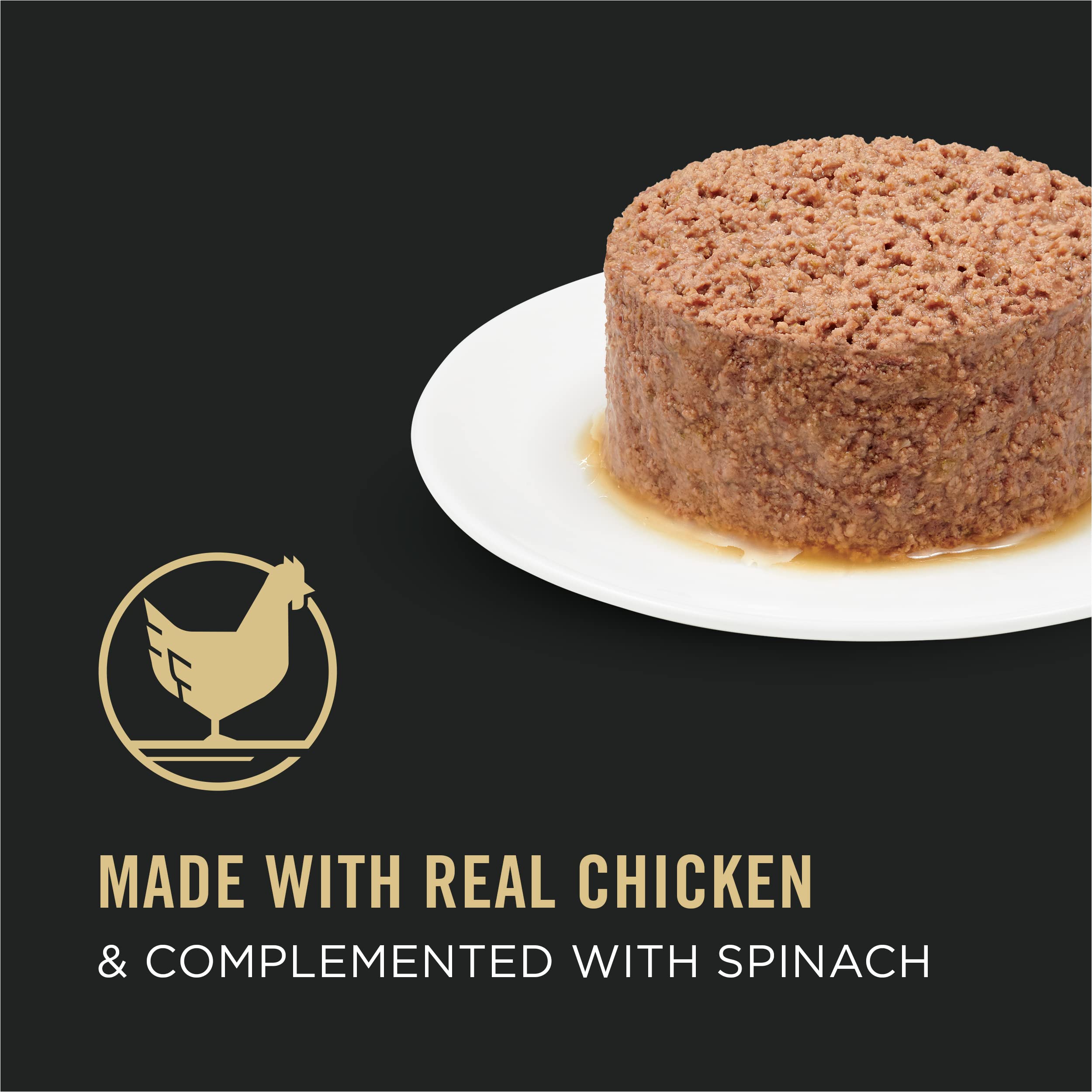 Purina Pro Plan pate sin granos de pollo con espinacas, nutrición completa para gatos adultos