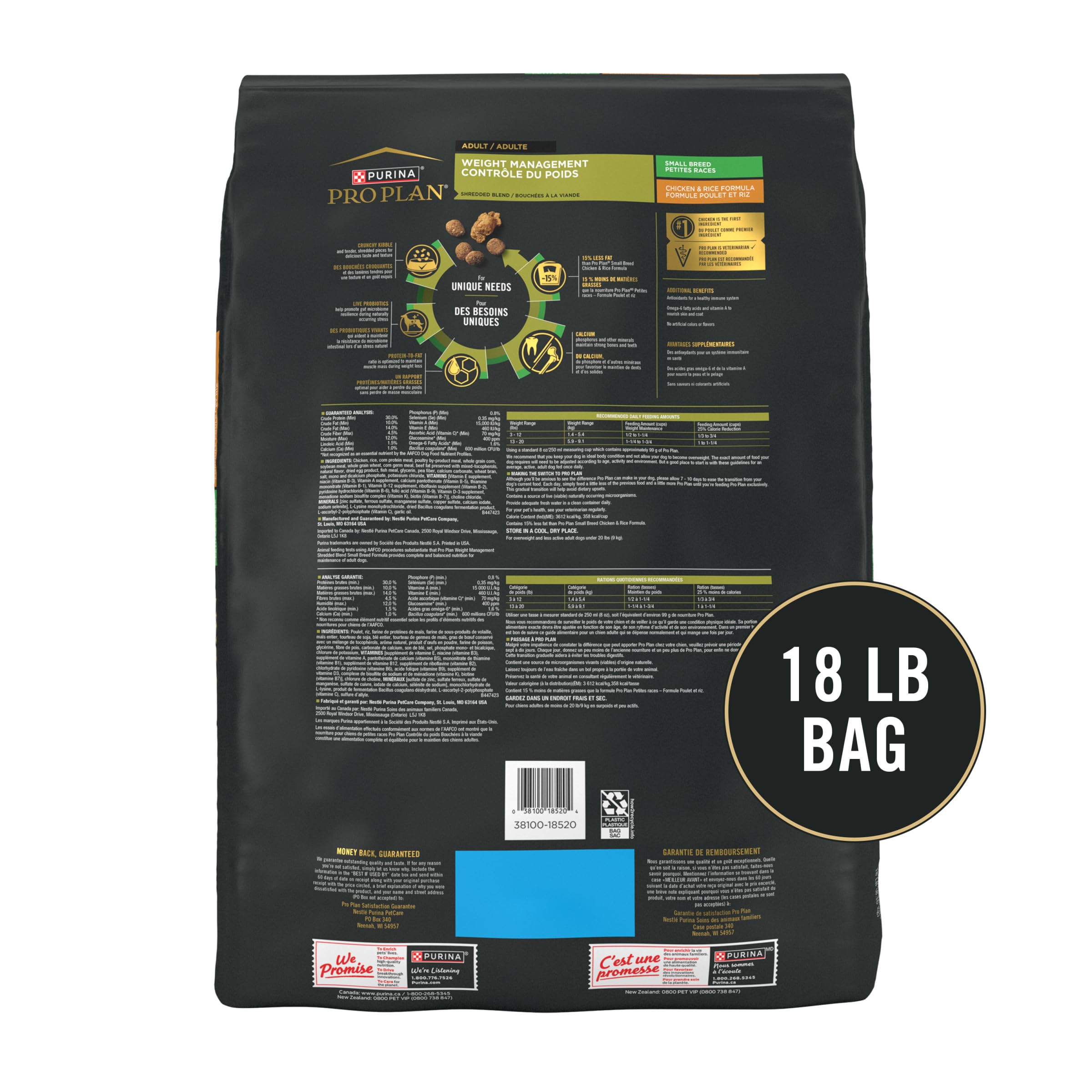 Fibra prebiótica natural de Purina Pro Plan para razas pequeñas favorece la salud intestinal.
