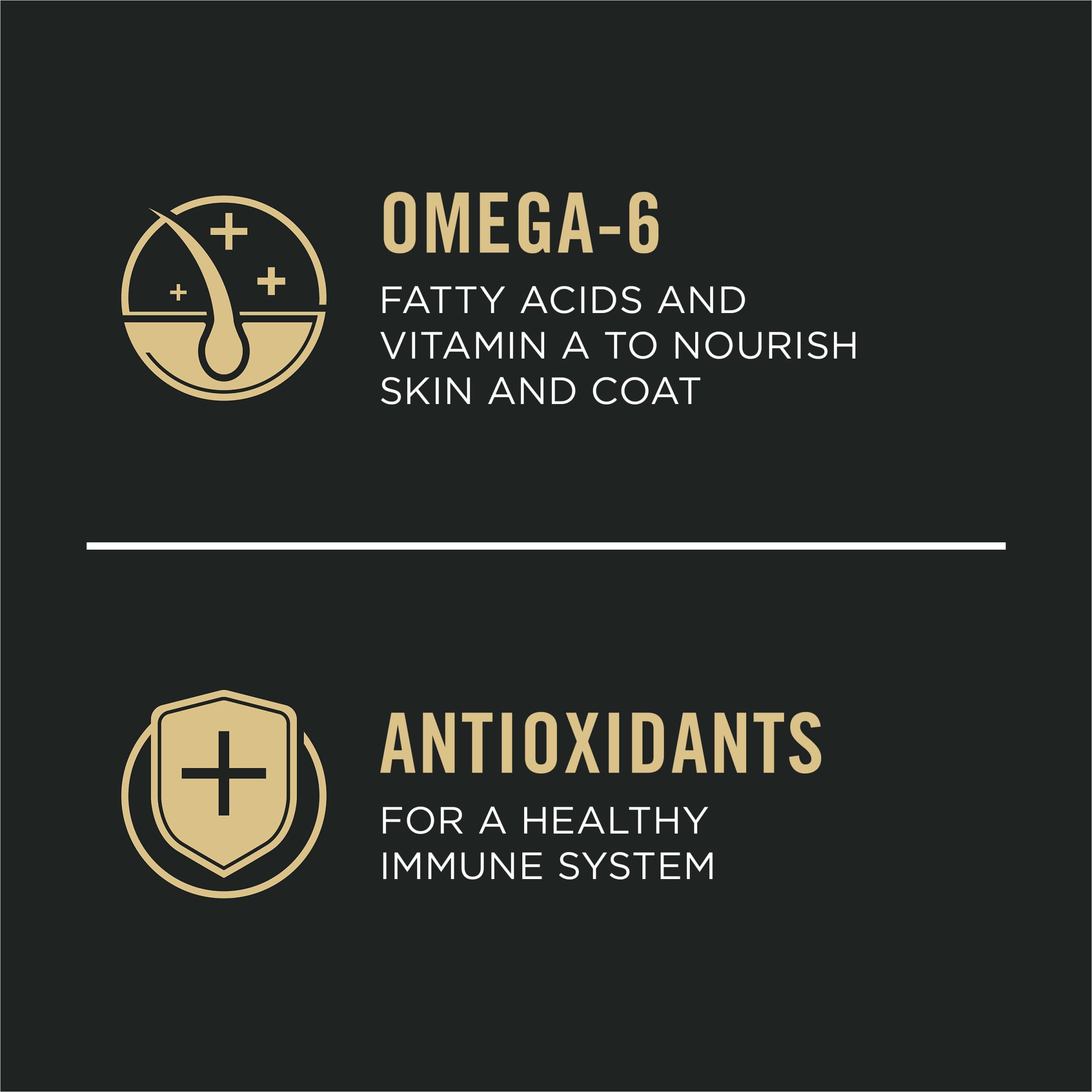 Omega-6 y vitamina A en Purina Pro Plan para razas pequeñas para pelaje brillante.