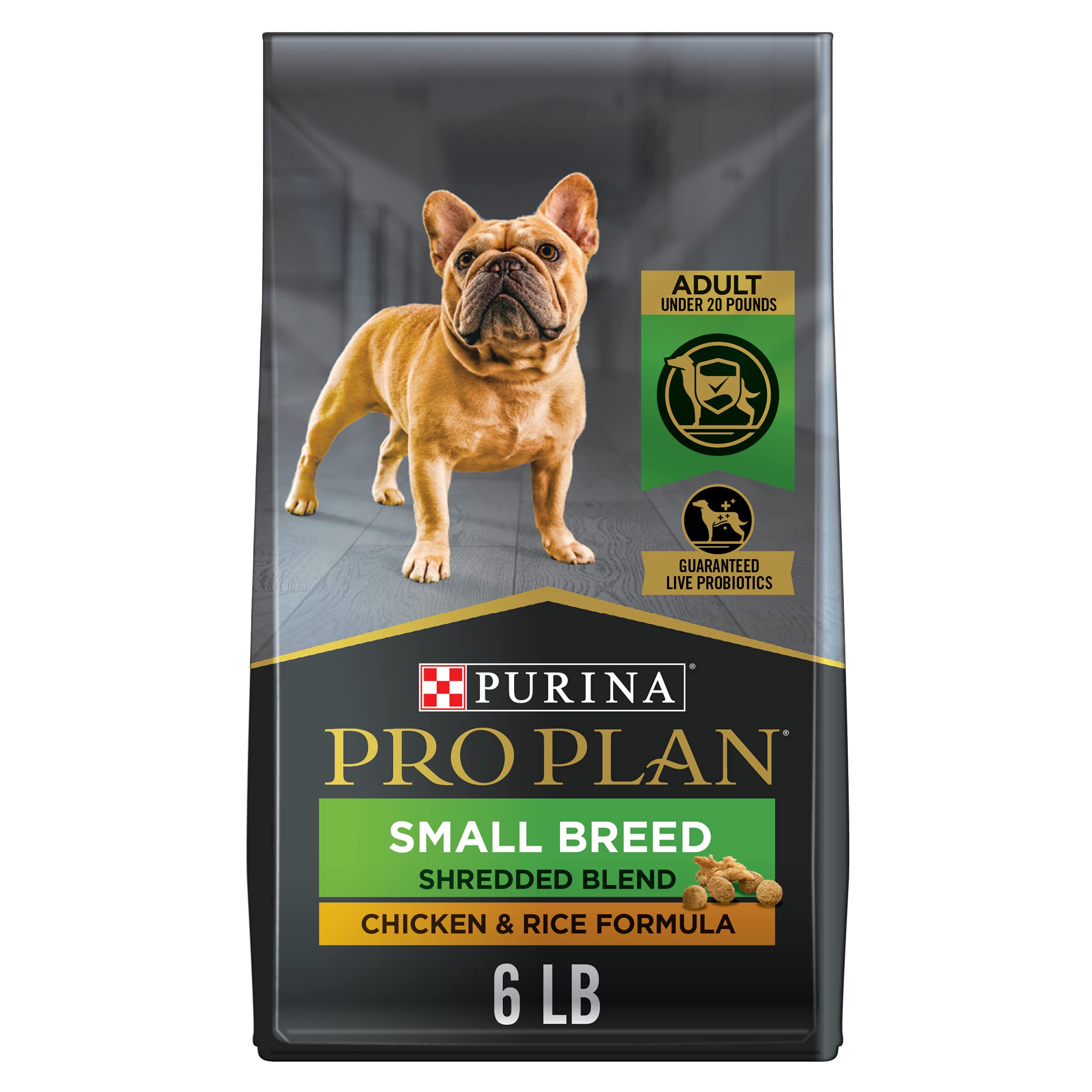 Purina Pro Plan para perros pequeños, trozos deshilachados de pollo y arroz para sabor