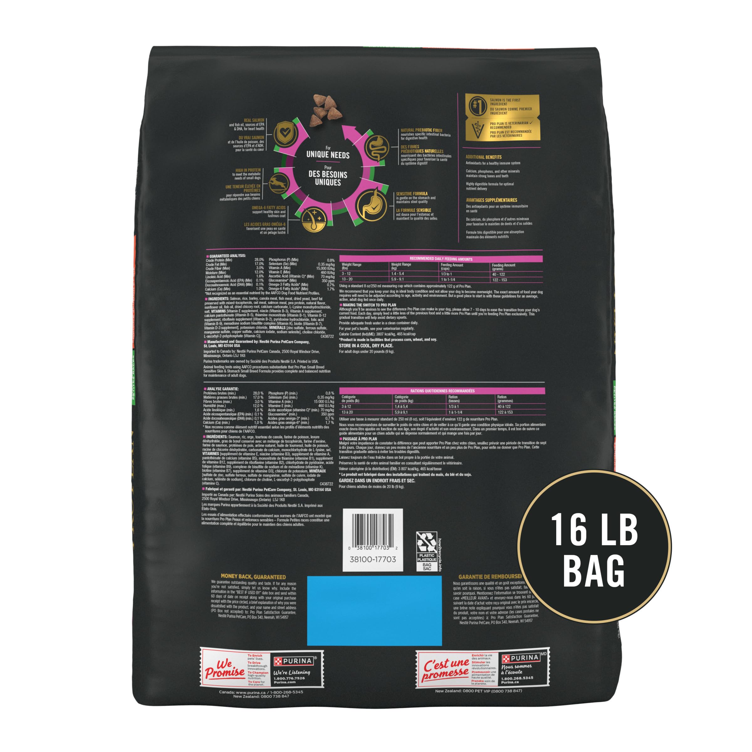 Purina Pro Plan Proteína alta con salmón, croquetas para perros activos.