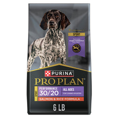 Purina Pro Plan Rendimiento 30/20 con salmón y arroz, bolsa visible, energía diaria potencial