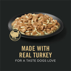 Purina Pro Plan sabor pavo y arroz en salsa, ideal para perros con control de peso.