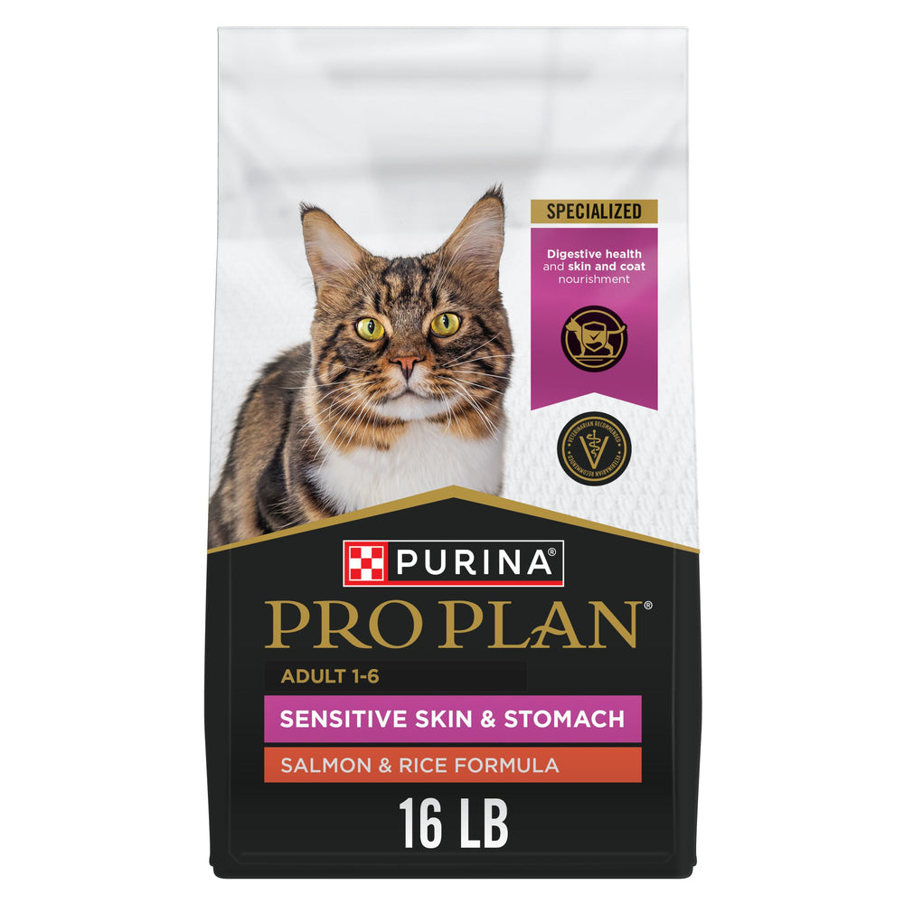 Purina Pro Plan croquetas de salmón para gatos adultos, sabor delicioso y digestión suave.