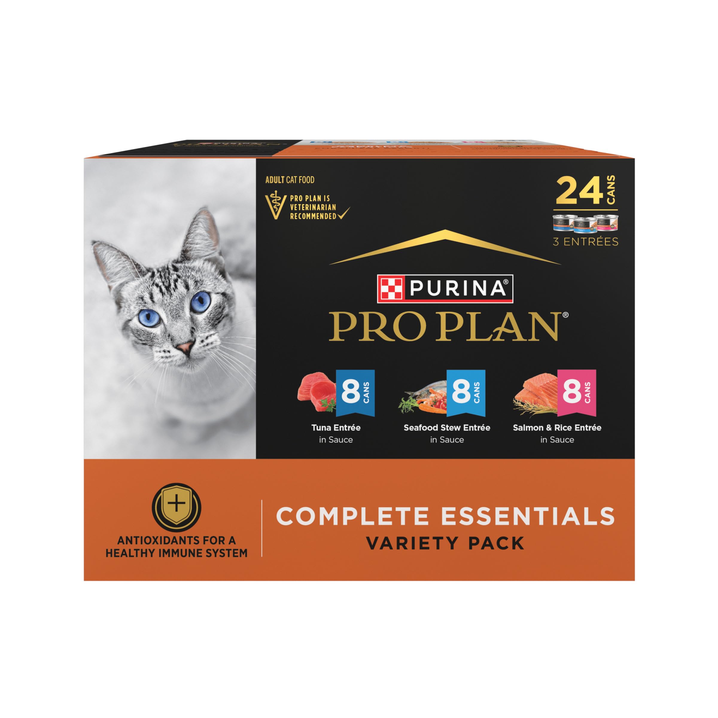 Purina Pro Plan salmón, favorito de mariscos, lata: sabor natural que encanta al gato.