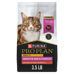 Purina Pro Plan Senior Gato Salmón Arroz: empaque que resalta piel sensible