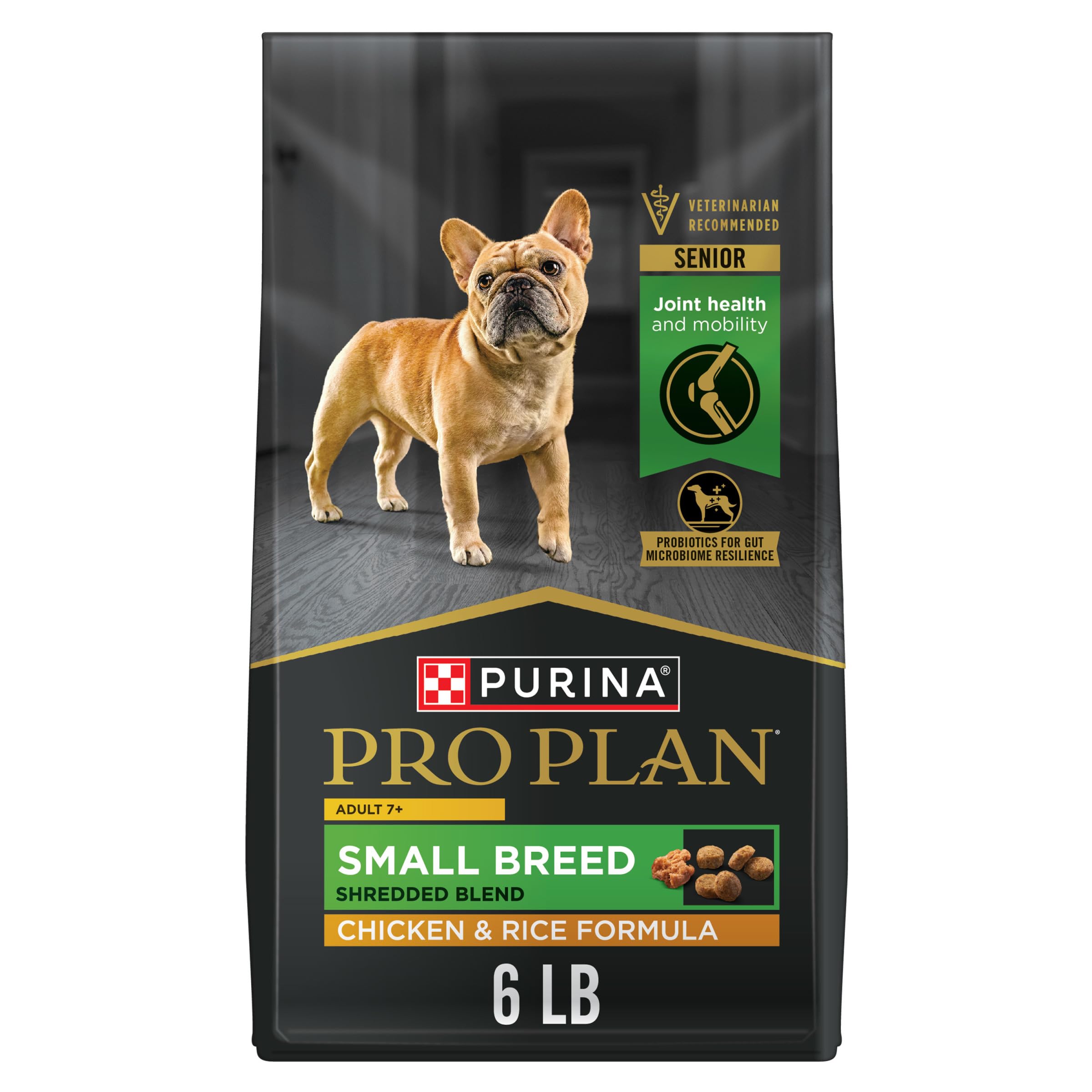 Purina Pro Plan Small Breed 7 Plus croquetas pollo-arroz en bolsa 6 lb favorecen músculos.