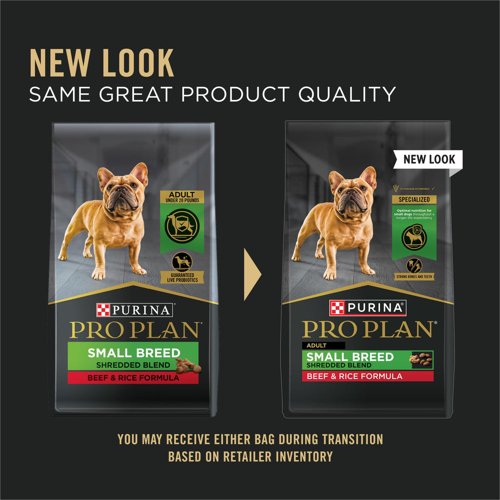 Purina Pro Plan Small Breed, bocados crujientes, textura atractiva para masticar.