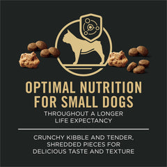 Purina Pro Plan Small Breed, trozos de res, sabor sabroso para mordidas.