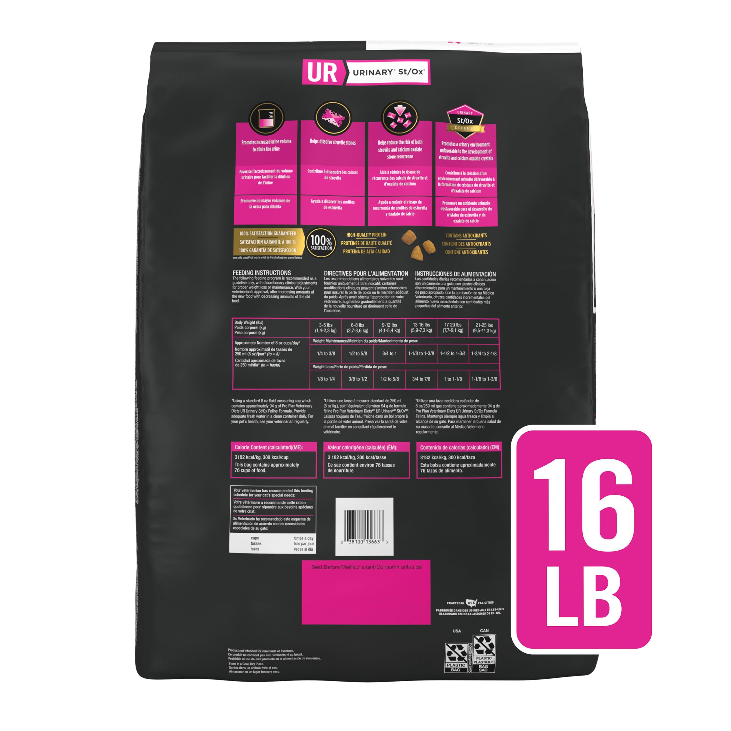 Purina Pro Plan UR St/Ox, etiqueta clara, facilita comprensión nutricional.