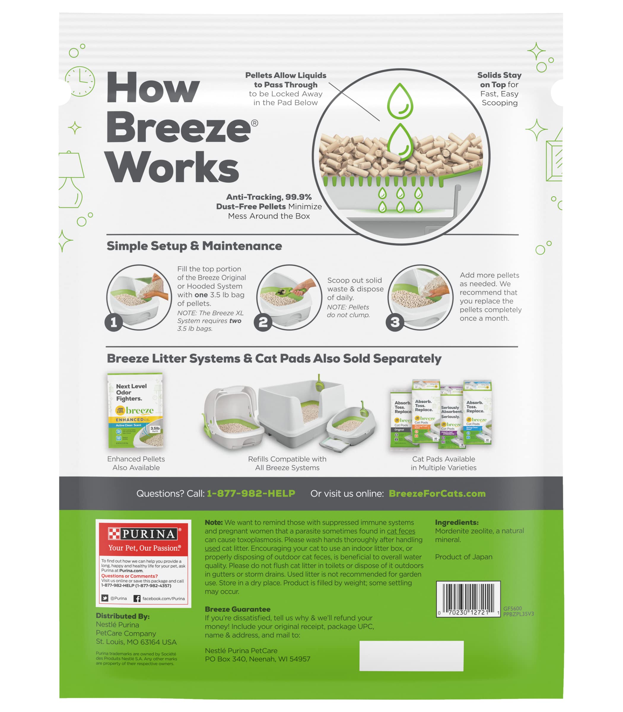 Purina Tidy Cats Breeze Pellets para varios gatos, protección de olores.