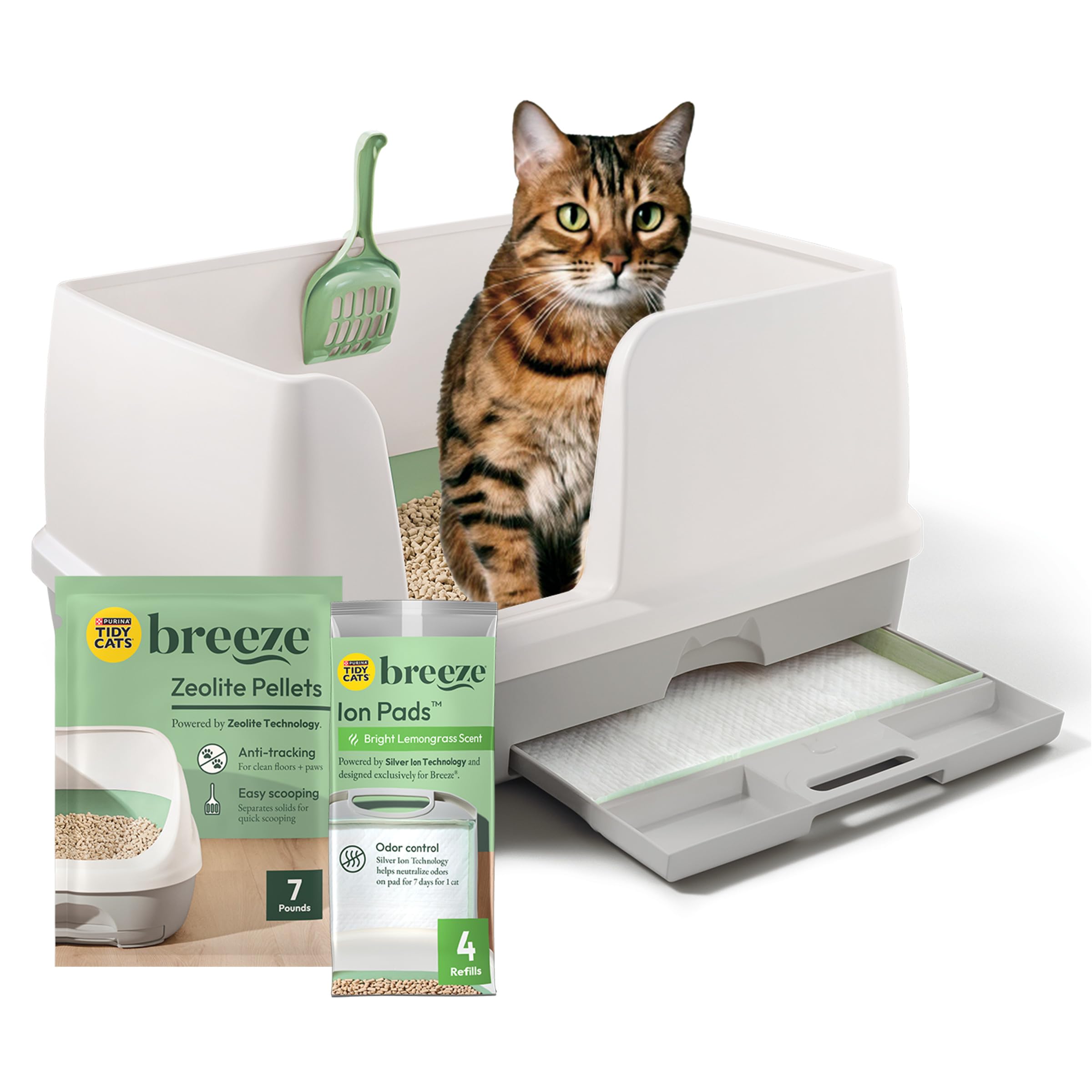 Purina Tidy Cats Breeze XL, caja amplia para gatos grandes, comodidad asegurada.