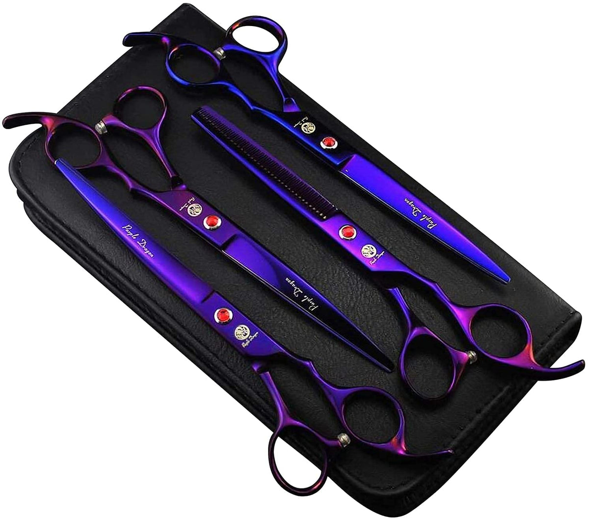 Purple Dragon tijeras de mascotas con estuche para cuidado diario