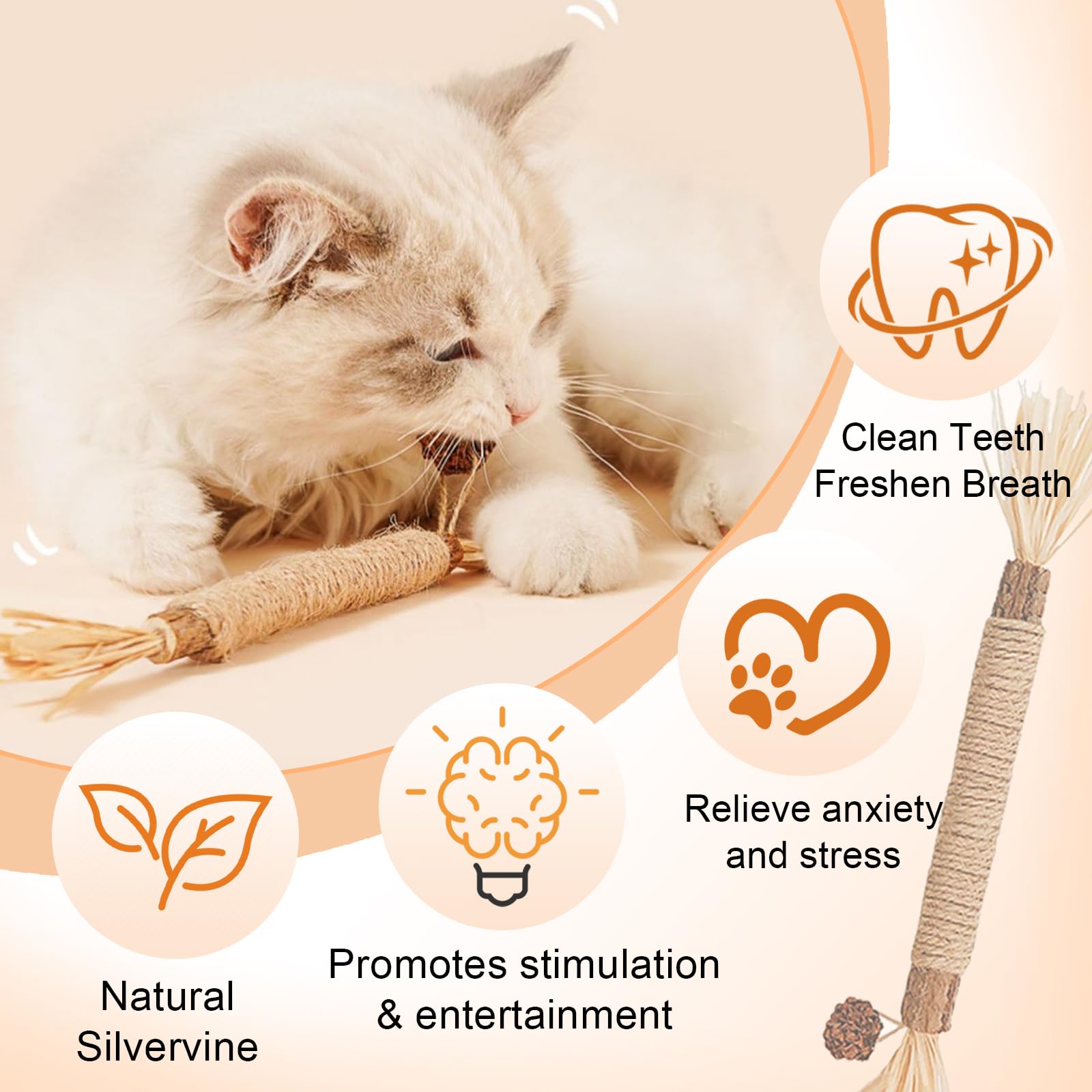 Purriq vid de plata natural para gatos: textura única para morder y explorar