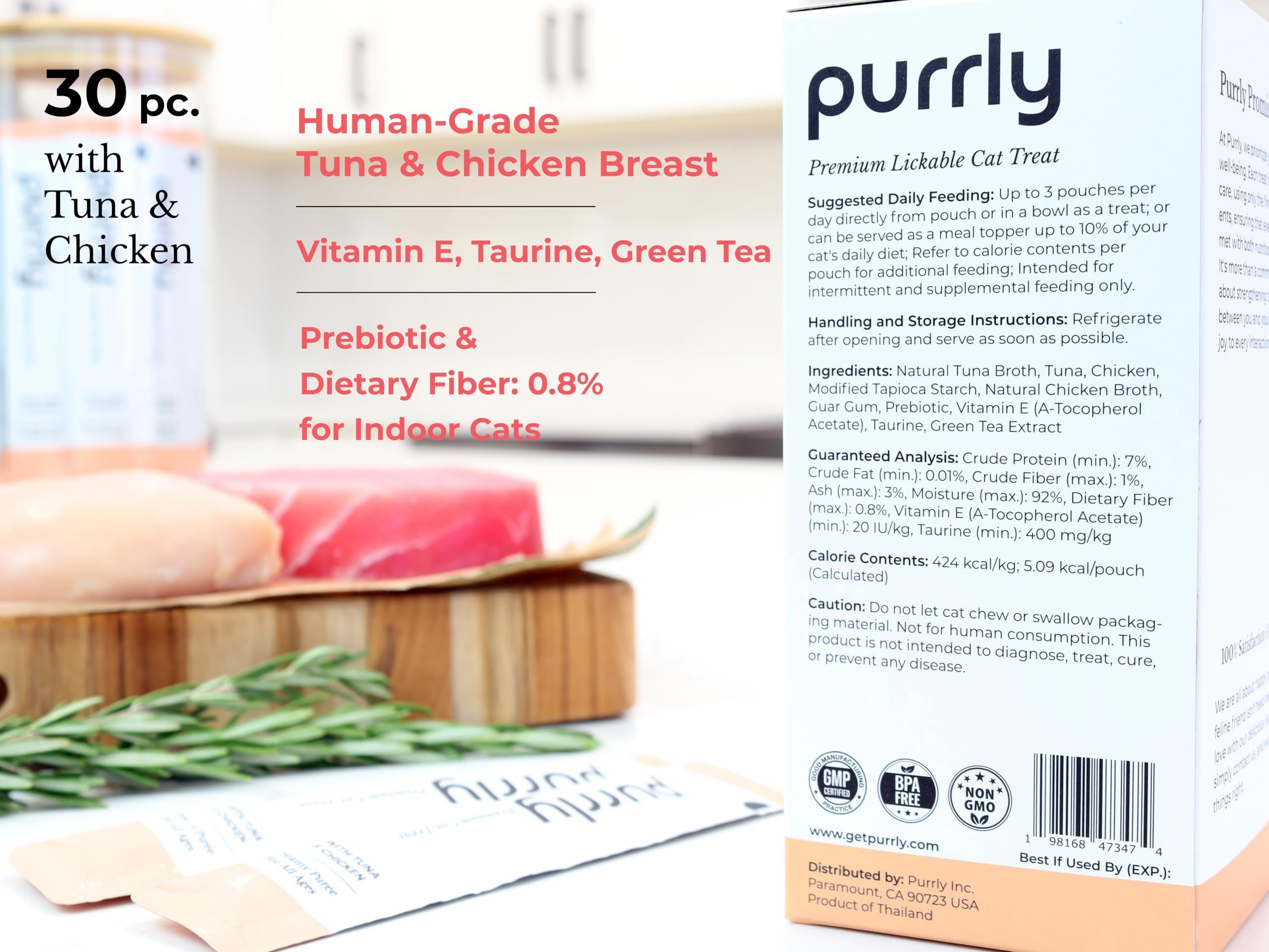 Purrly caldo natural para gatos, hidrata y realza aroma, incentivo para beber.