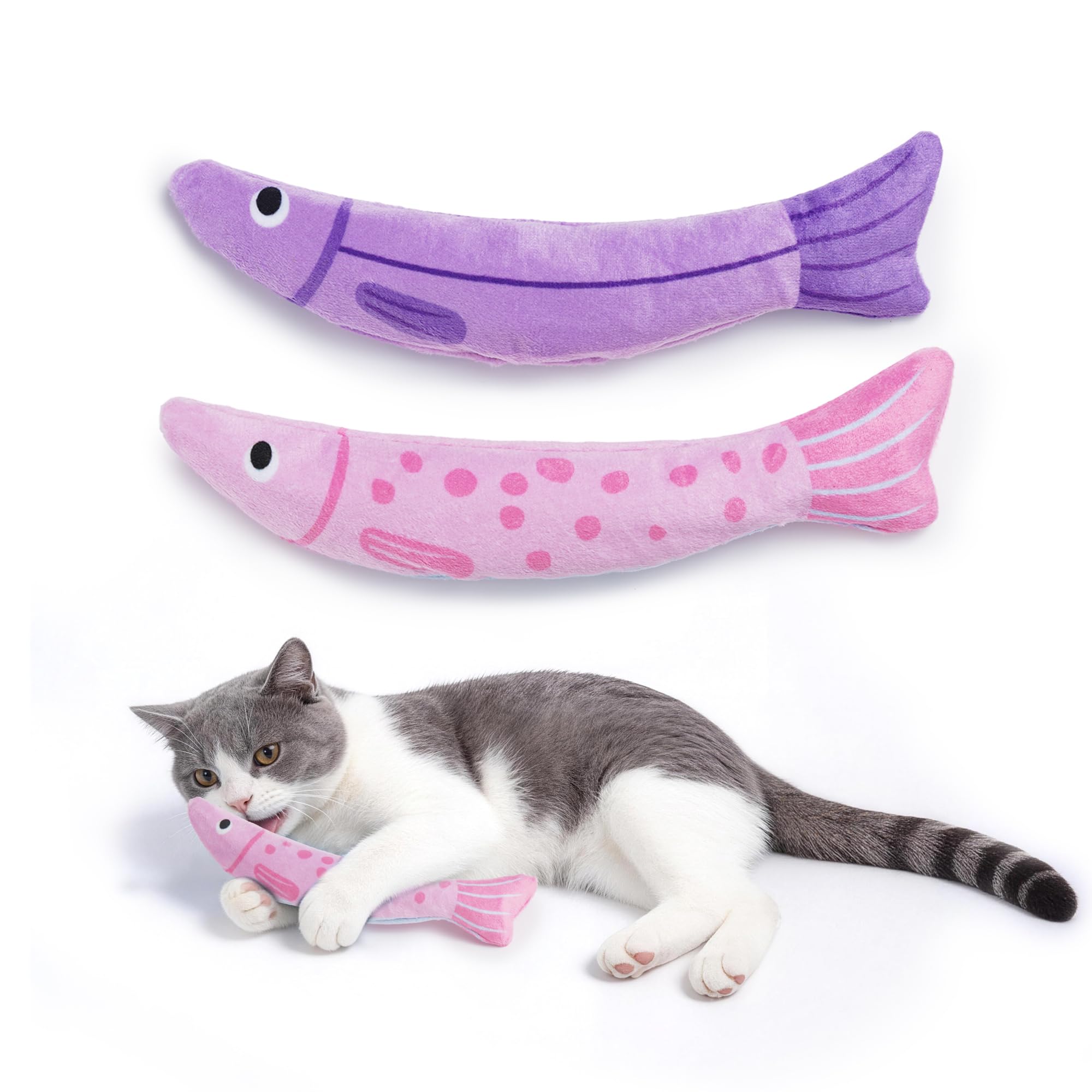 PURETOY Catnip Juguete Pez Blando: estimula juego activo y persecución divertida.