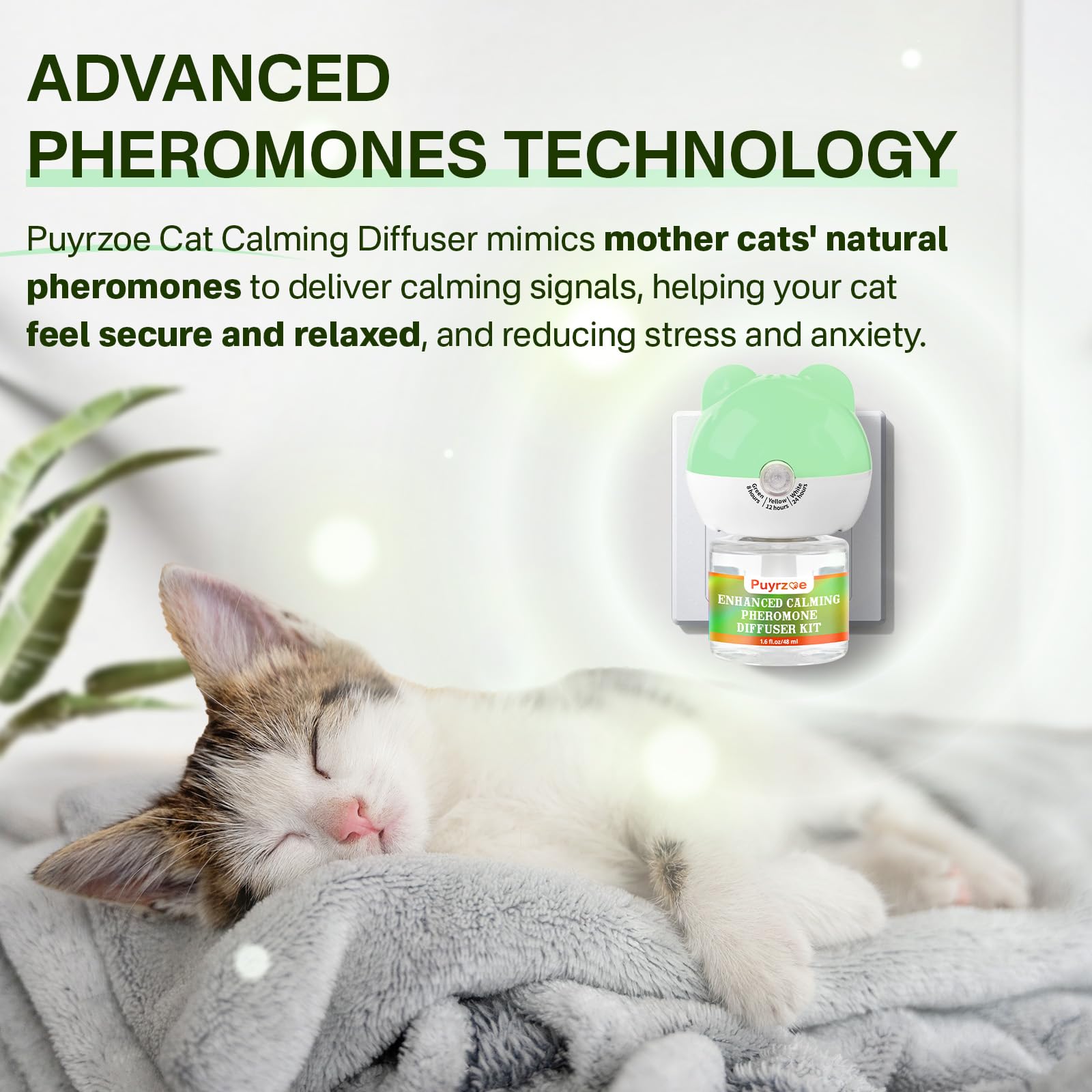 Difusor puyrzoe 24h para comodidad continua en hogares con varios gatos