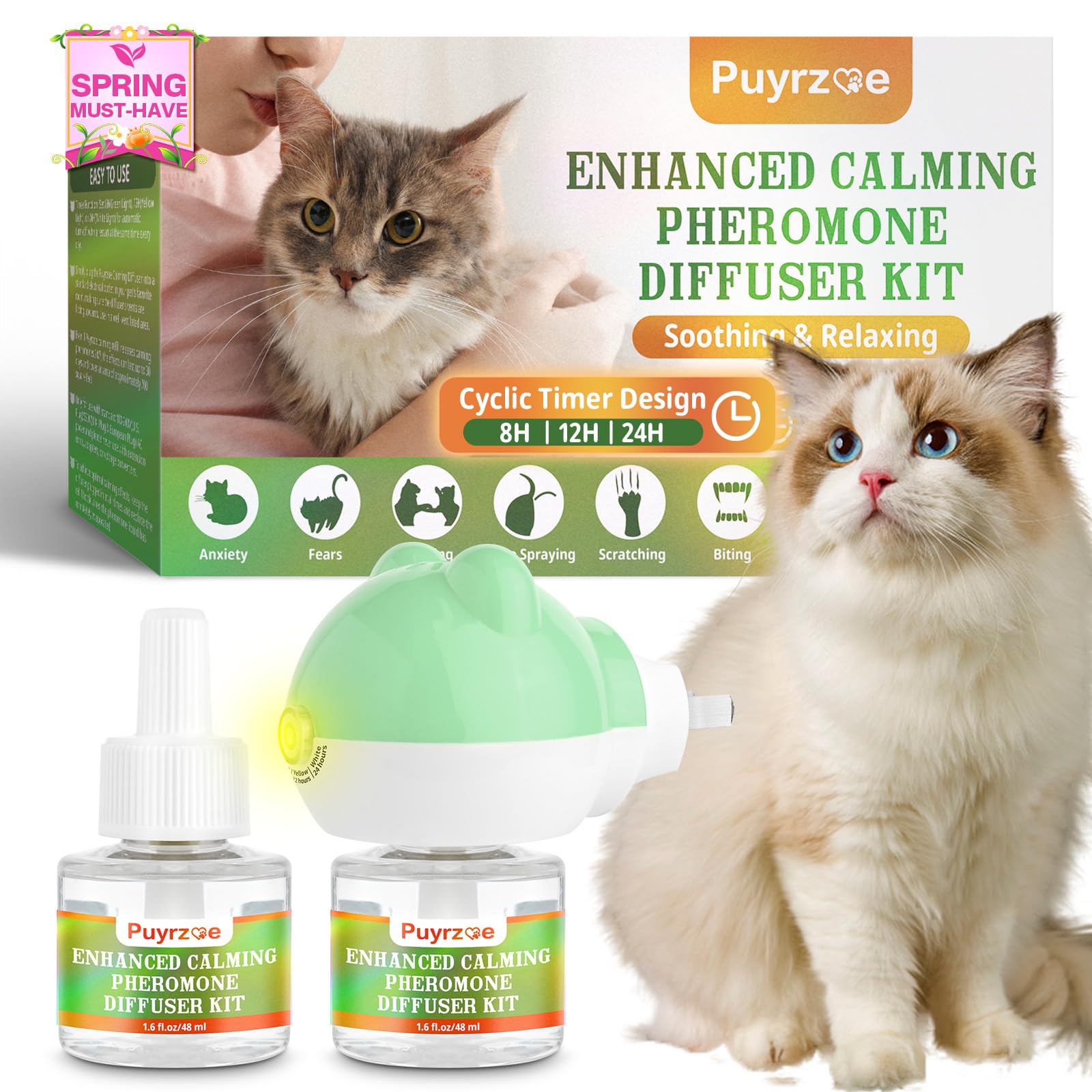 Puyrzoe difusor calmante para gatos en dormitorio, promueve ambiente relajado
