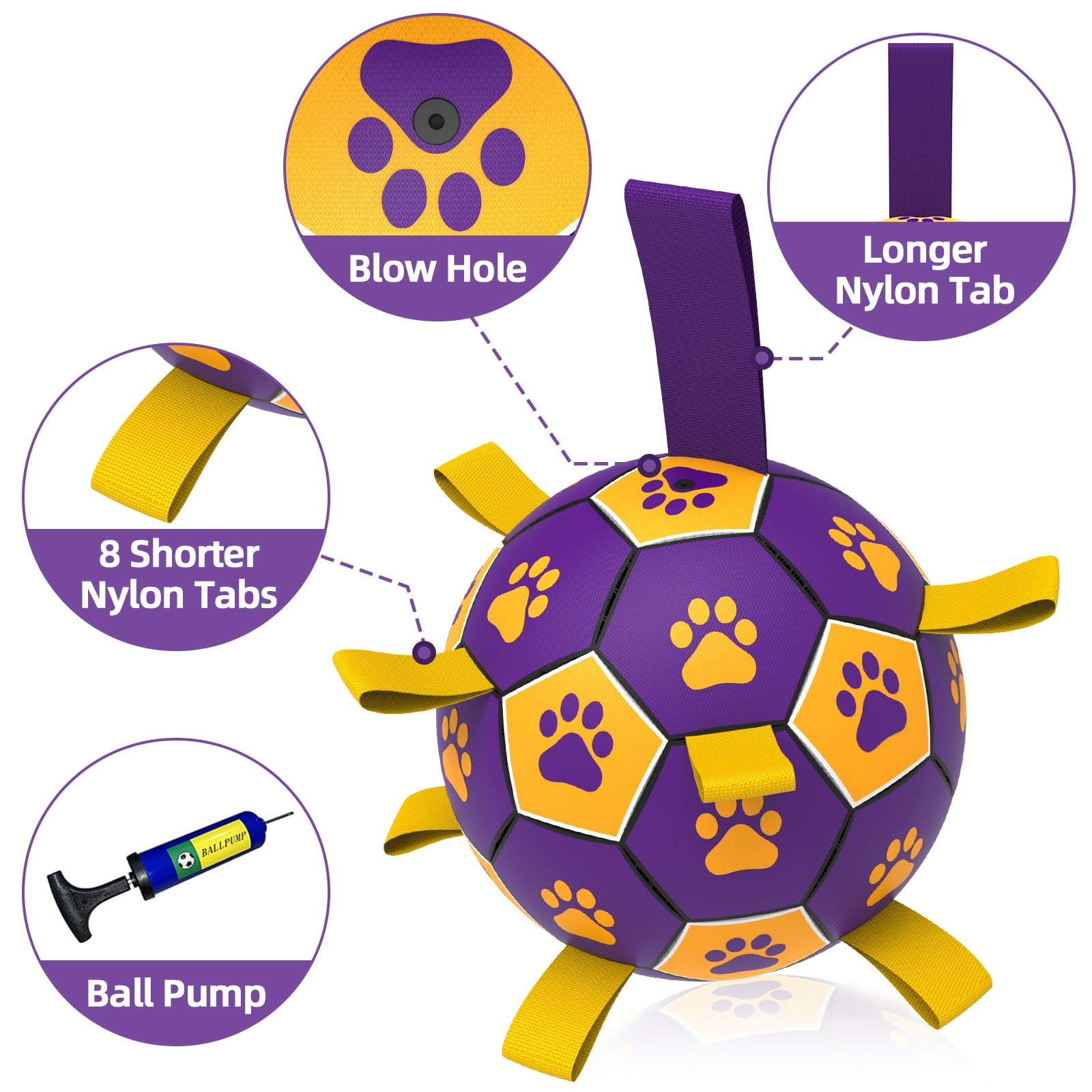 QDAN balón para perros duradero de 6 pulgadas, apto para morder con seguridad.