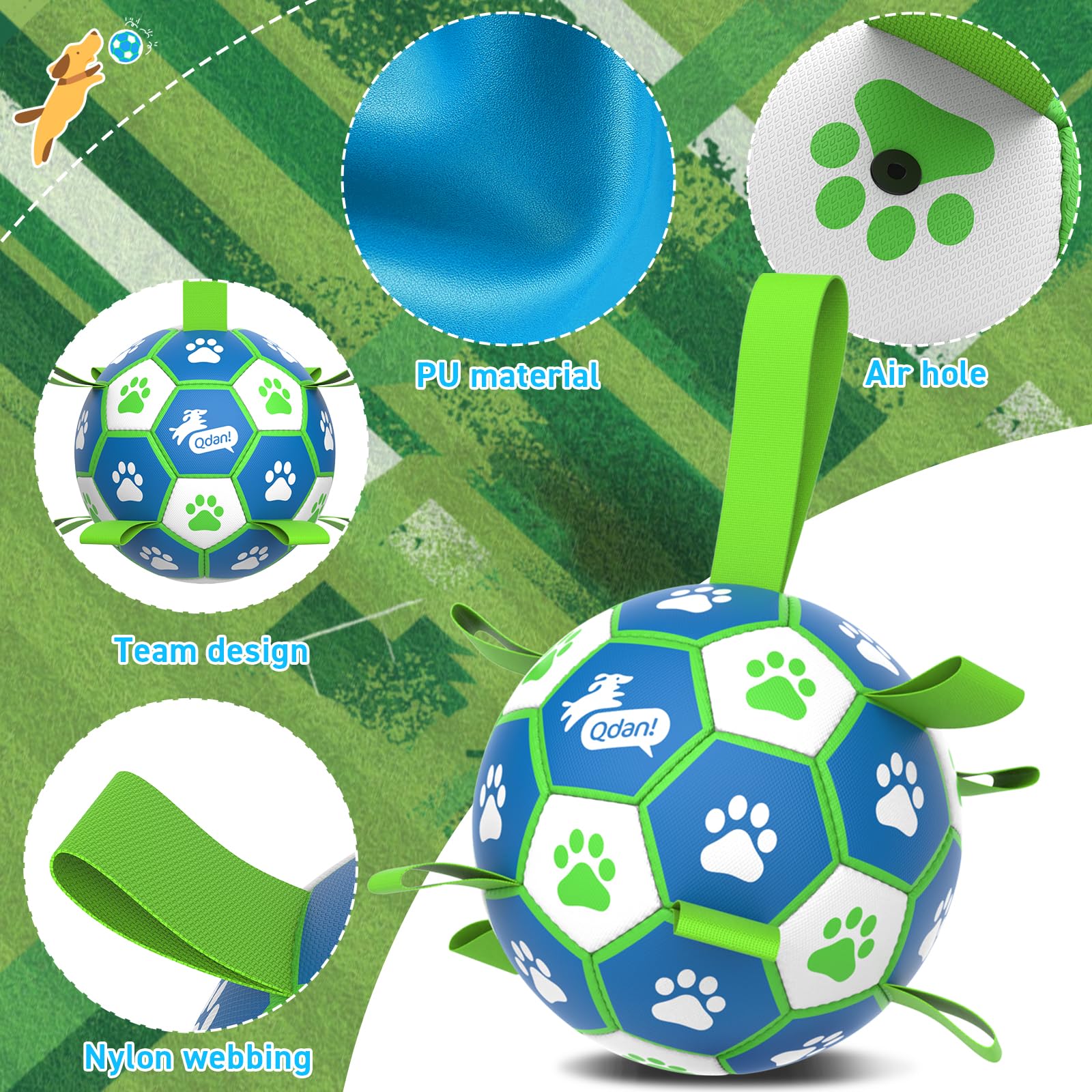 Bola de entrenamiento QDAN para perros de tamaño mediano a grande de 6 pulgadas.