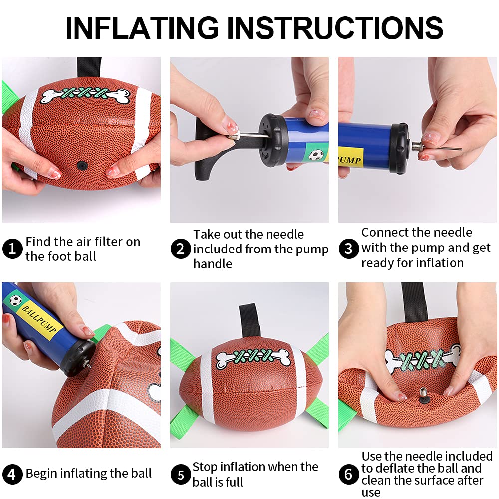 QDAN bola de fútbol canina con bomba y aguja para inflado.