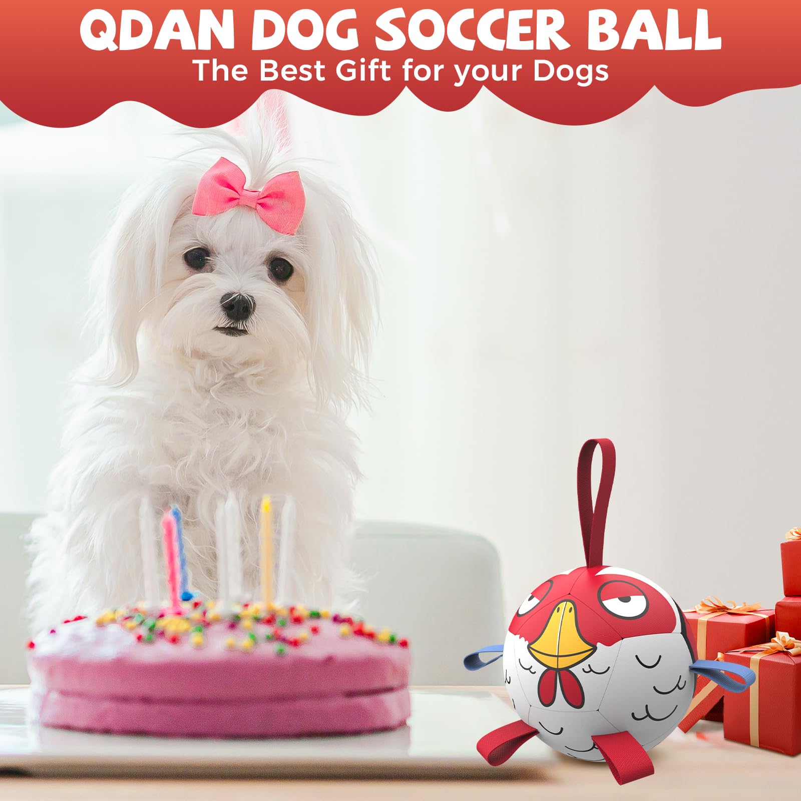 QDAN bola-perro tapas-nylon cosidas, mejor agarre y rebote para juego activo