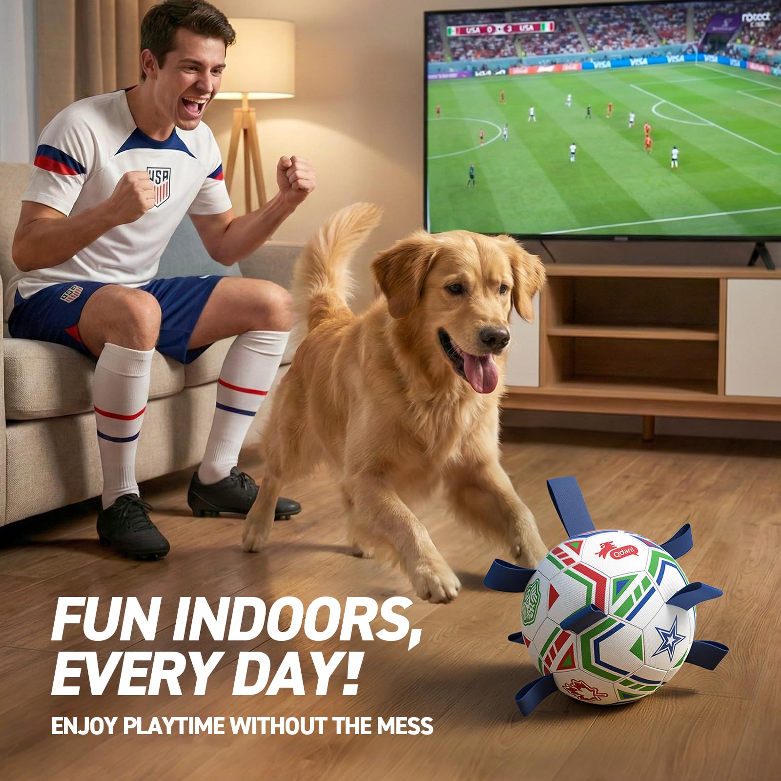 QDAN Juguete interactivo con correa integrada para juego entre dueño y mascota.