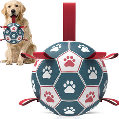 QDAN pelota de fútbol para perros con pestañas de nylon para rebote dinámico