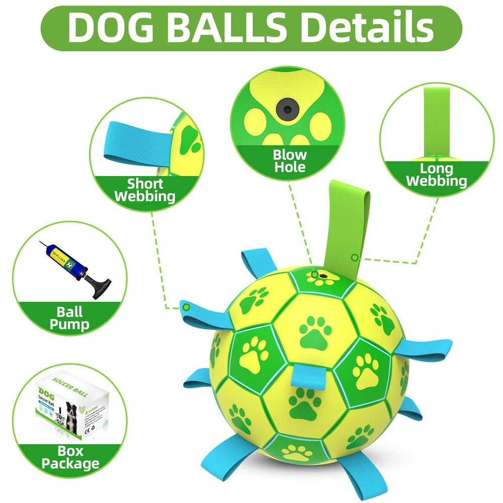 QDAN pelota de perro antiansiedad, balón verde-amarillo, ayuda a mantener ocupado al perro.