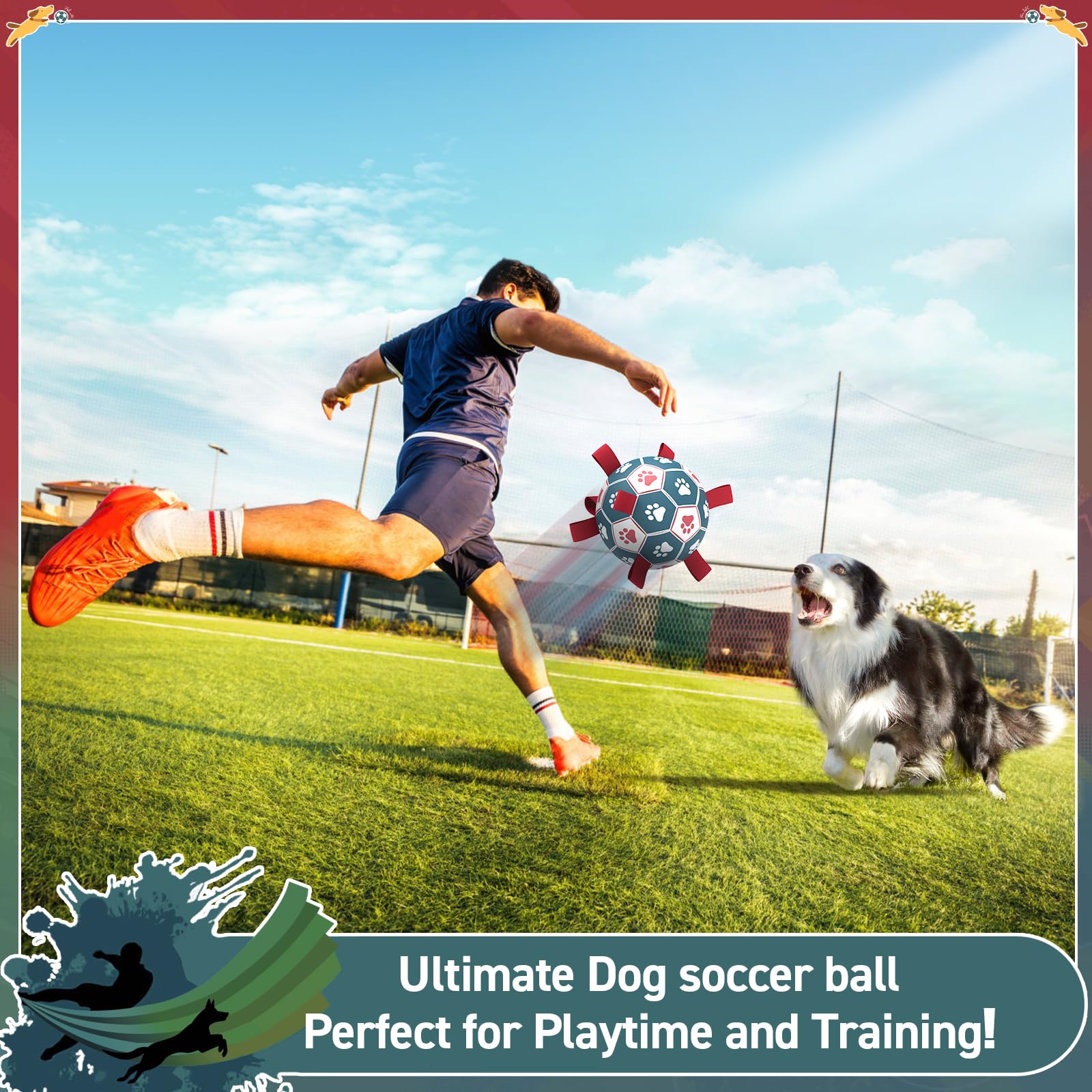 QDAN juguete para perros en exterior, pelota apta para juego al aire libre