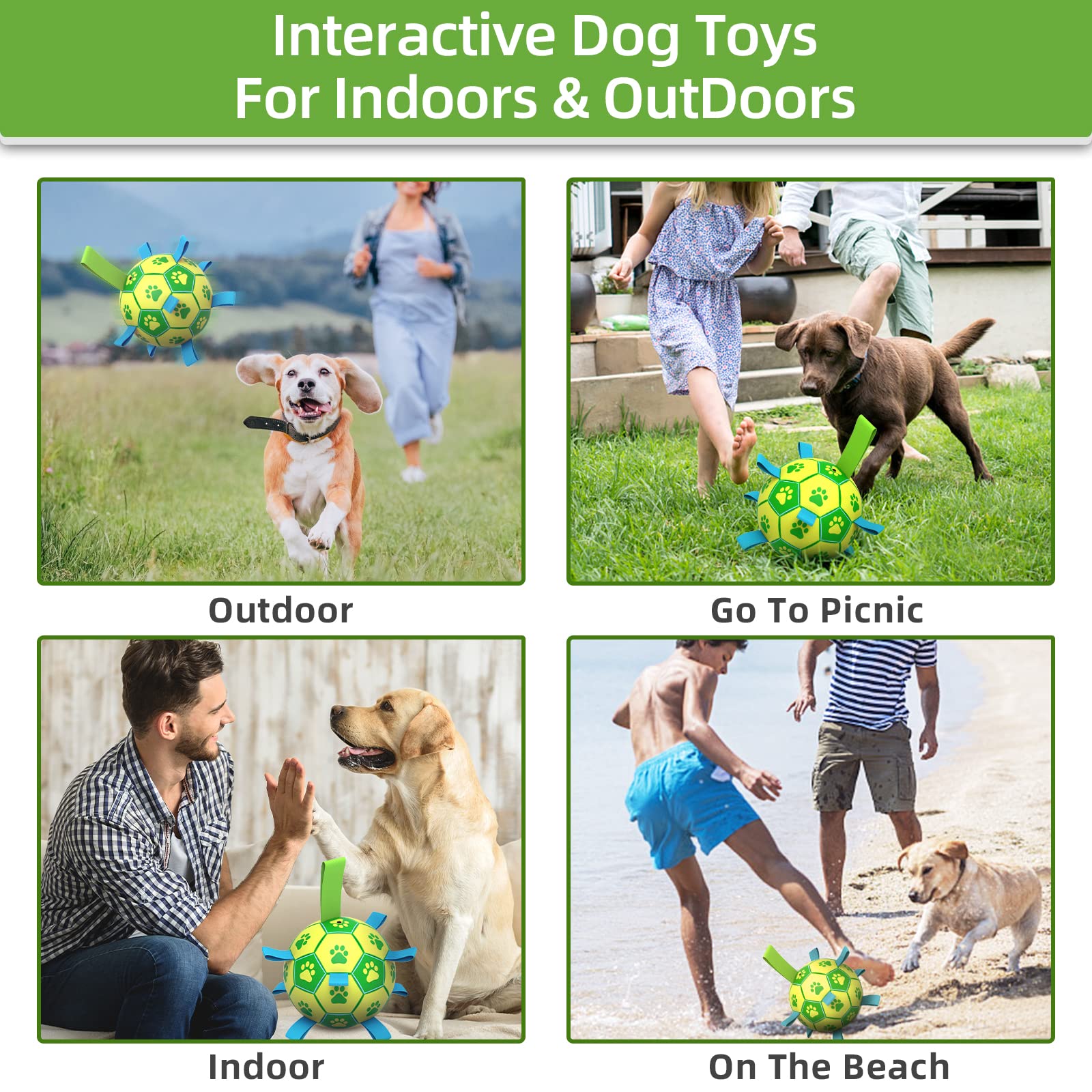 QDAN regalo para perros, balón de juego versátil, ideal para estimular juego en casa.