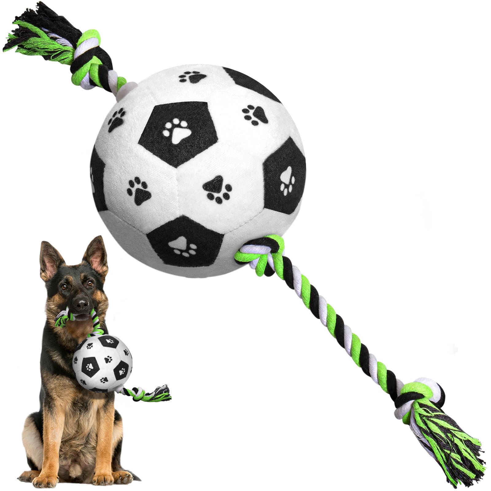 QDAN bola de fútbol con cuerda para juego interactivo en casa o al aire libre