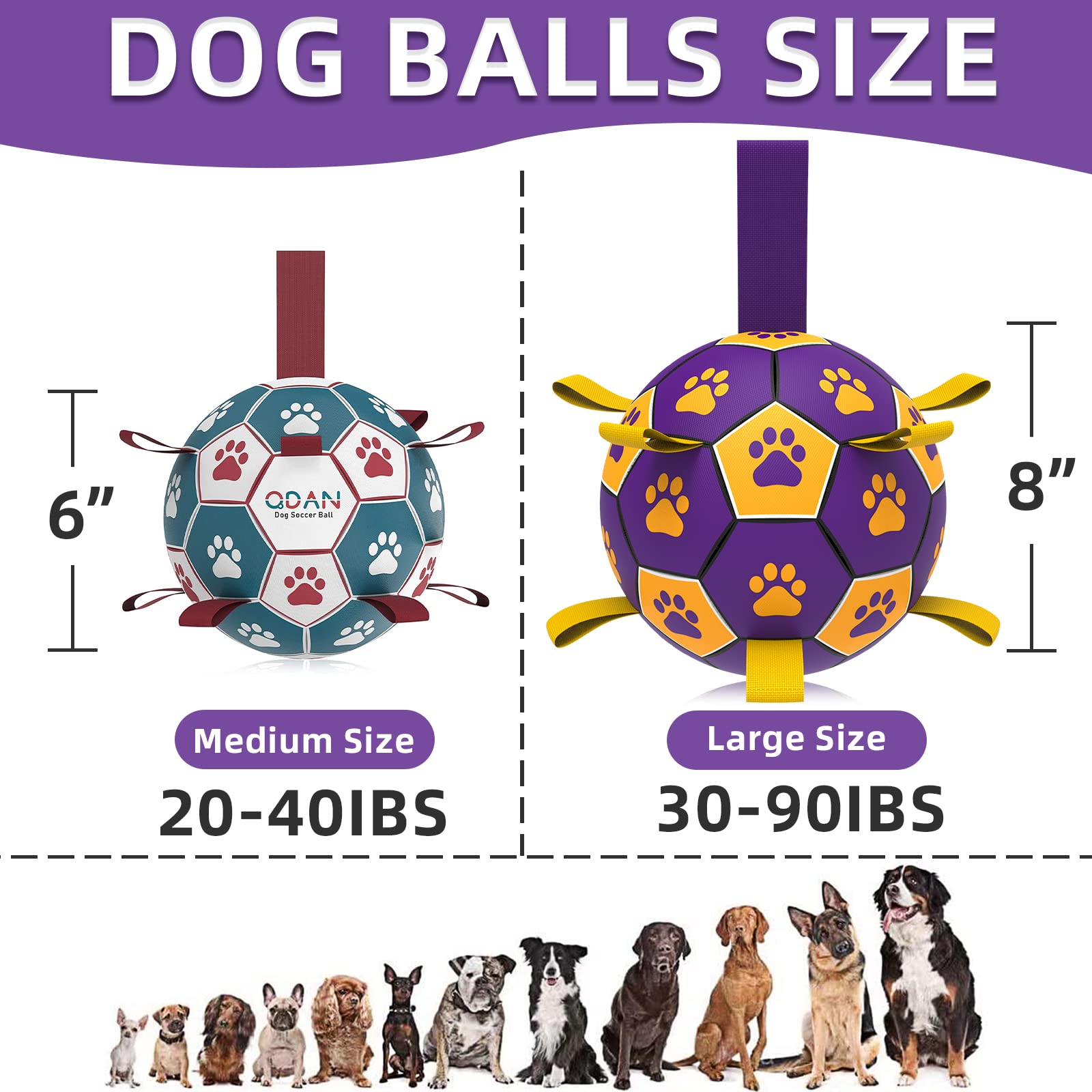 Balón duradero QDAN para perros medianos y grandes.