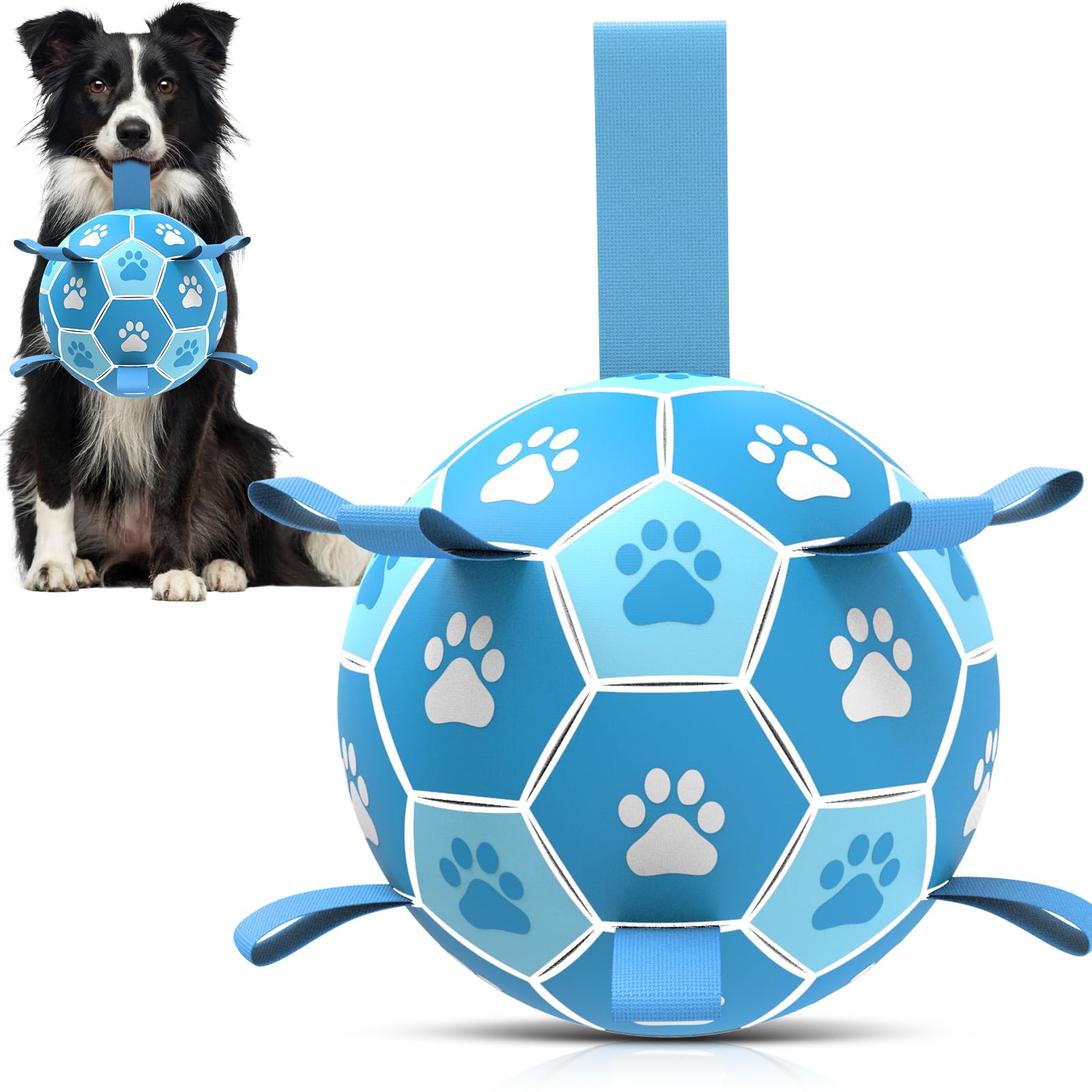 QDAN: pelota para perros con correas, rebote impredecible para juego activo.