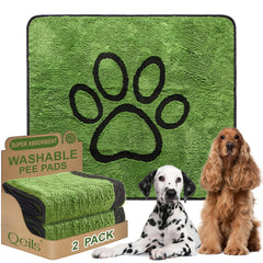 Qeils almohadilla reutilizable para entrenamiento de perro, superficie verde suave y absorbente.