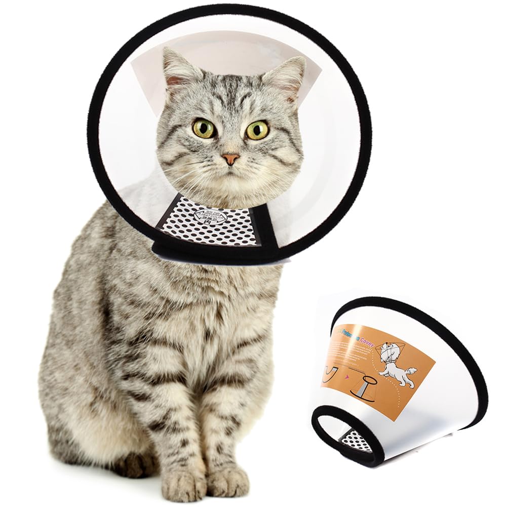 Collar de recuperación QIYADIN en plástico translúcido suave evita que la mascota alcance la herida