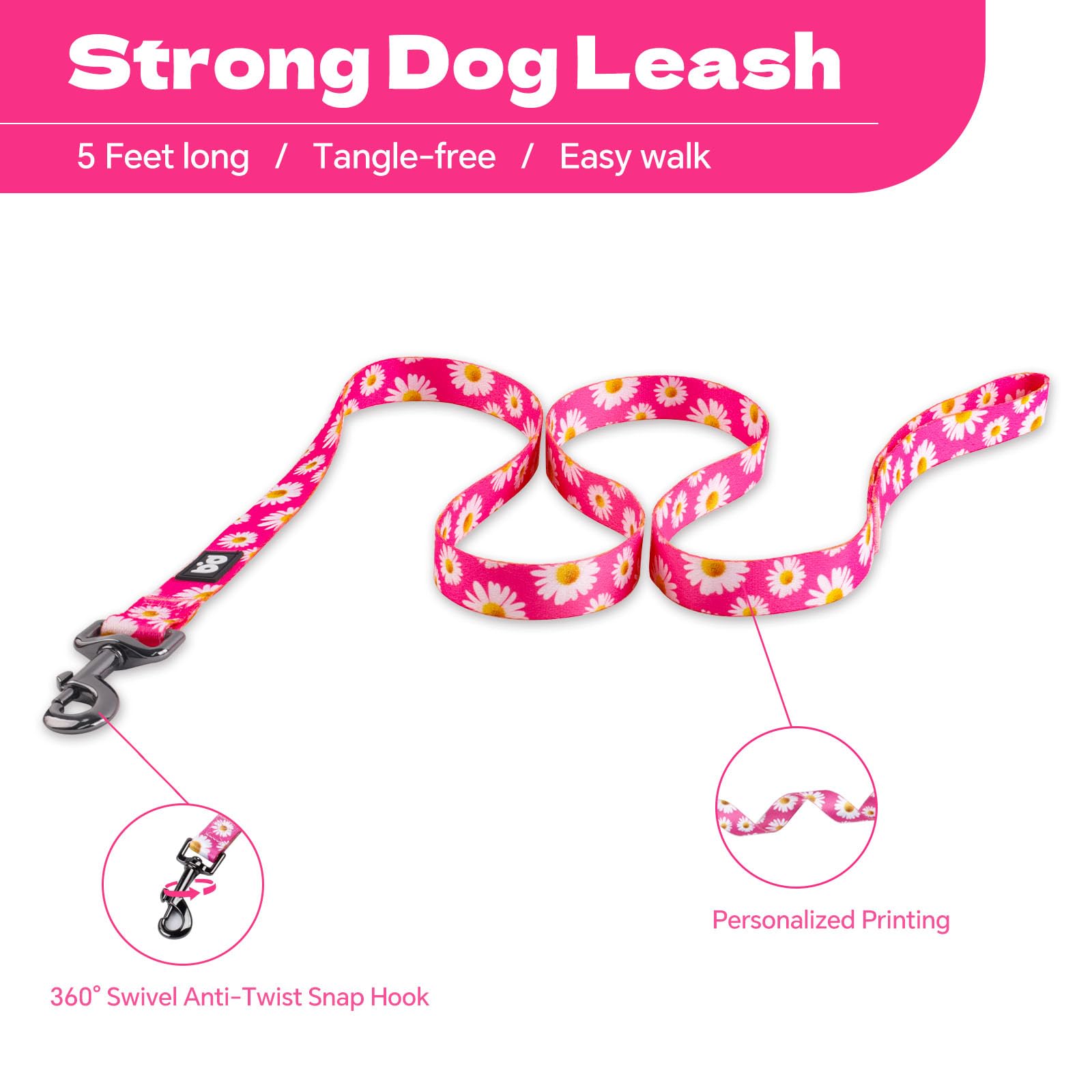 QQPETS harnais polyester anneau zinc forme D durable.