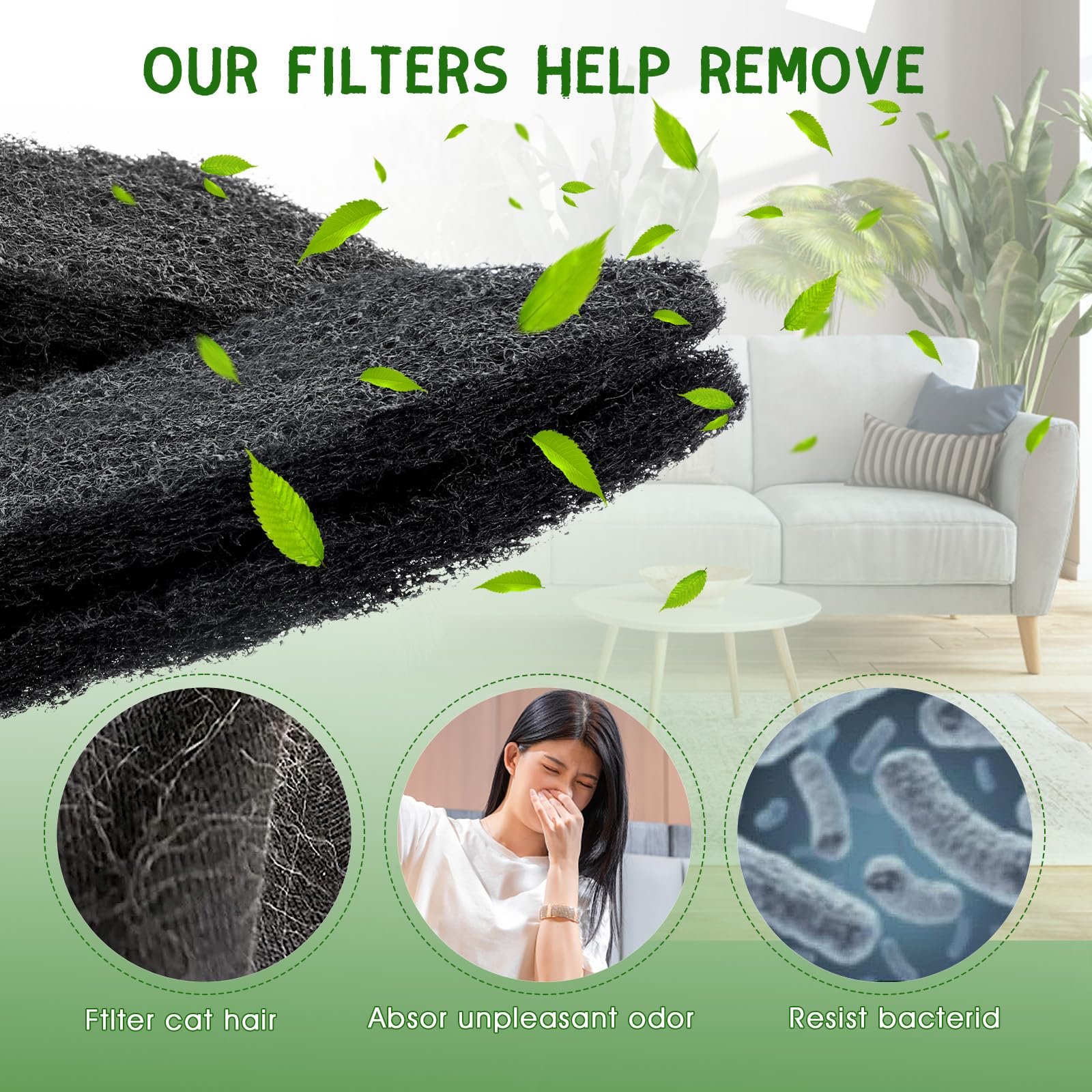 QUEARN filtro de carbono activado absorbe olores, mantiene el aire limpio