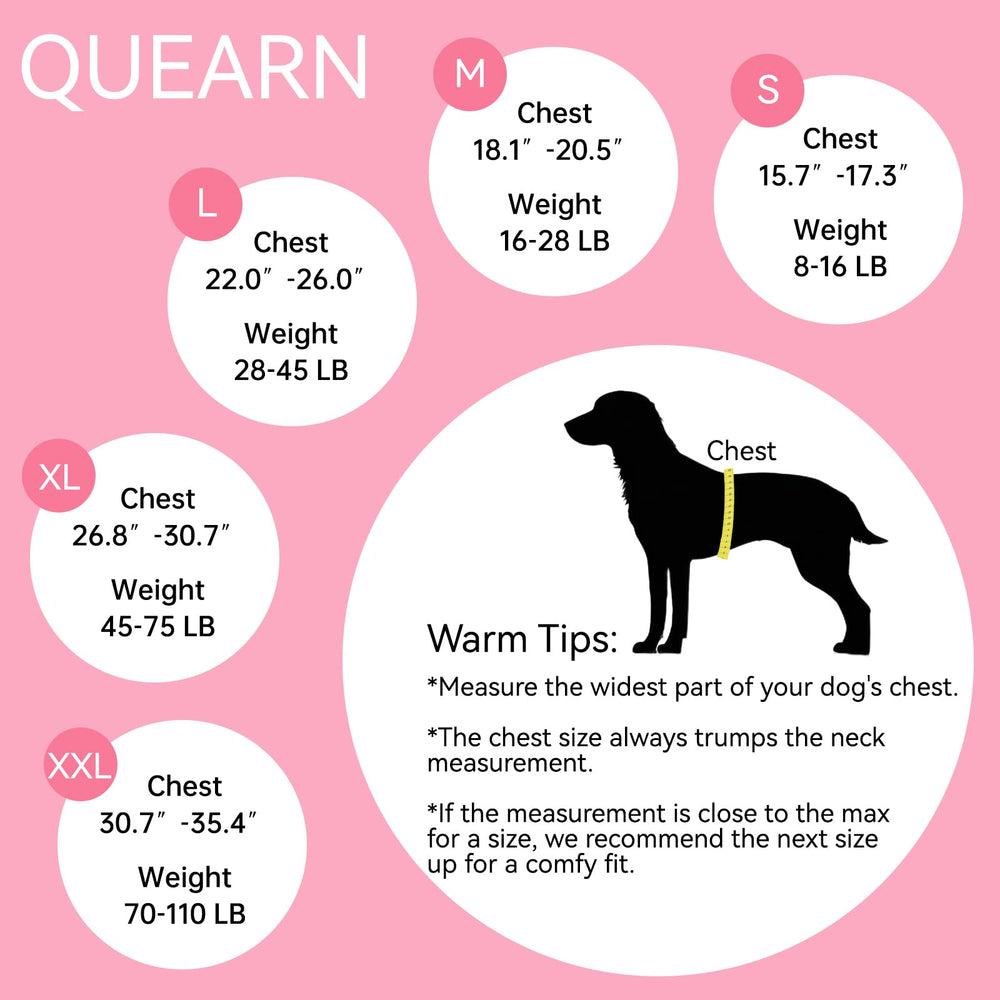 QUEARN tallas disponibles S-XL, ajuste cómodo para perros
