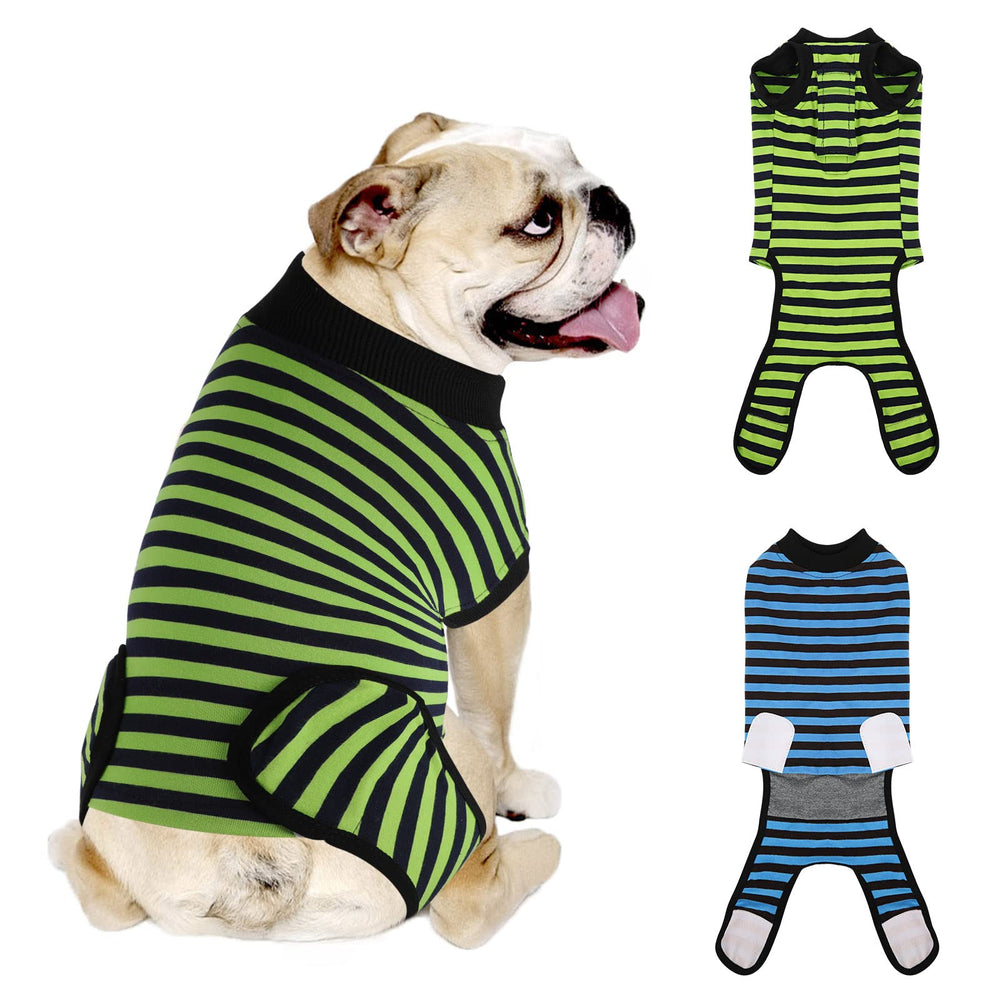 QUEARN mono de recuperación para perro, frontal azul, cómodo y transpirable.