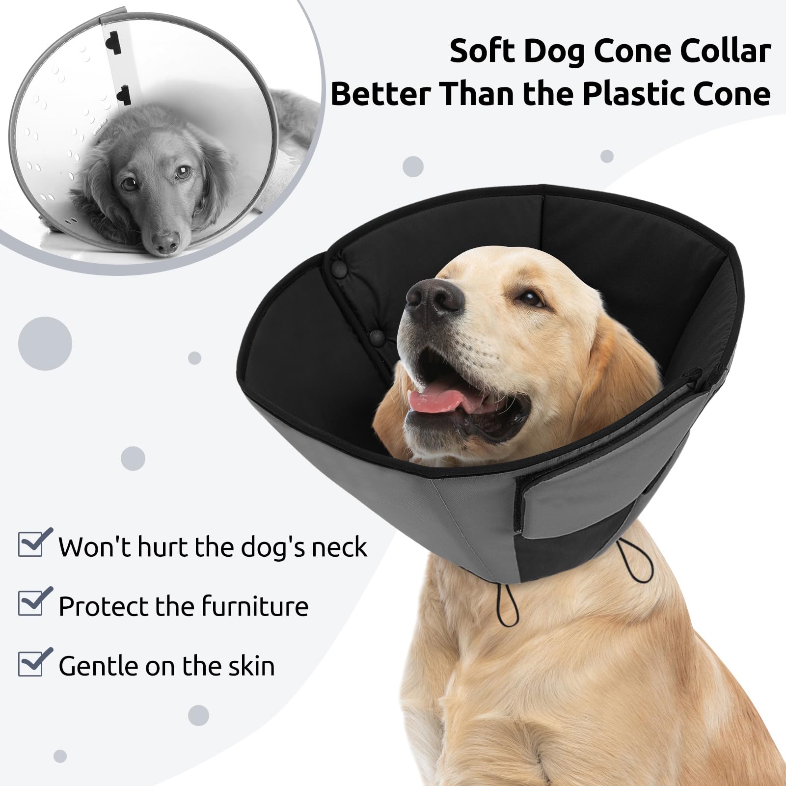 Queenmore cono-perro-xl-borde-suave cuida la piel del perro durante uso prolongado