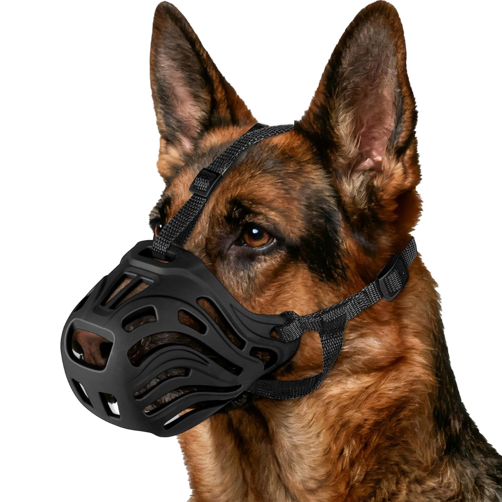 Bozal de perro Qukcors con diseño de cesta para seguridad y comodidad al paseo.