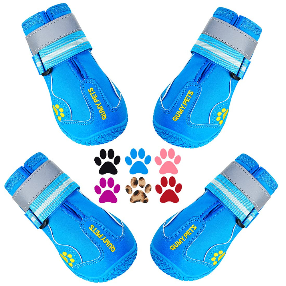 Zapatillas QUMY para perros grandes con ajuste seguro y correa reflectante.
