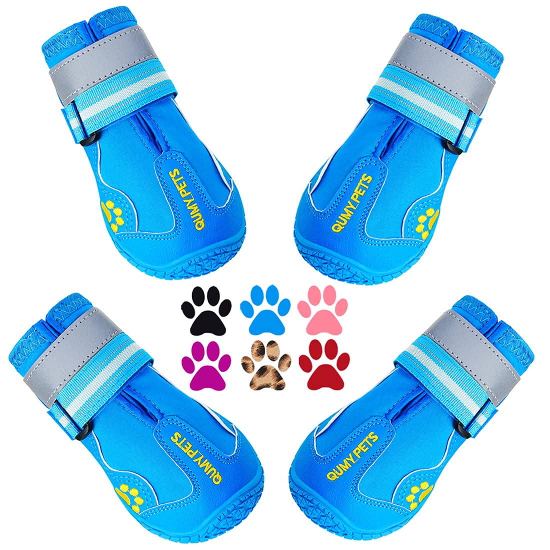 QUMY zapatos para perros grandes con ajuste reflectivo ofrecen mejor visibilidad y agarre.