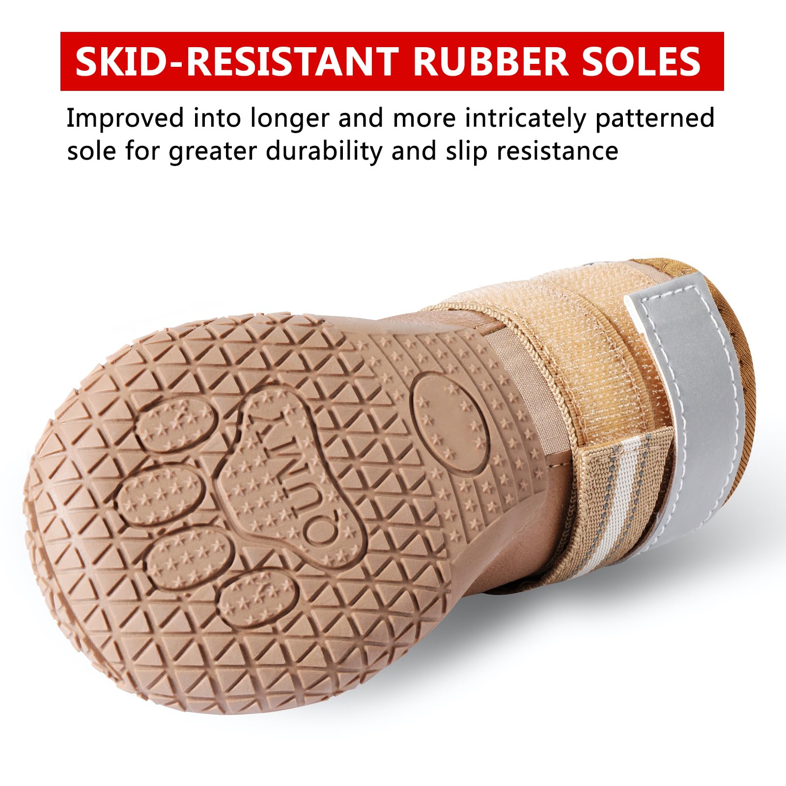 Diseño resistente a la lluvia que mantiene las patas secas durante paseos.
