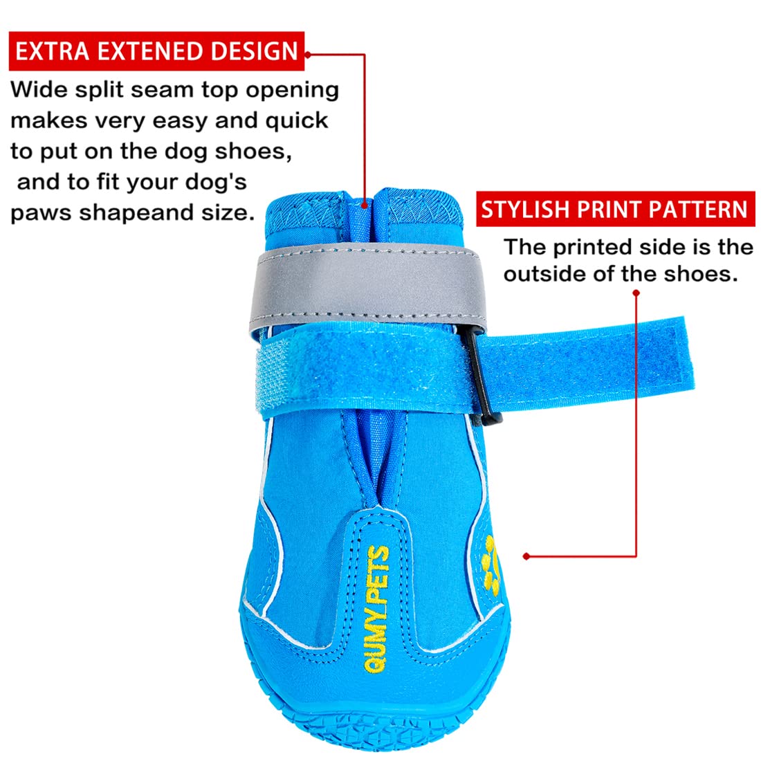 QUMY zapatos para perros, suela antideslizante, mayor tracción al caminar.