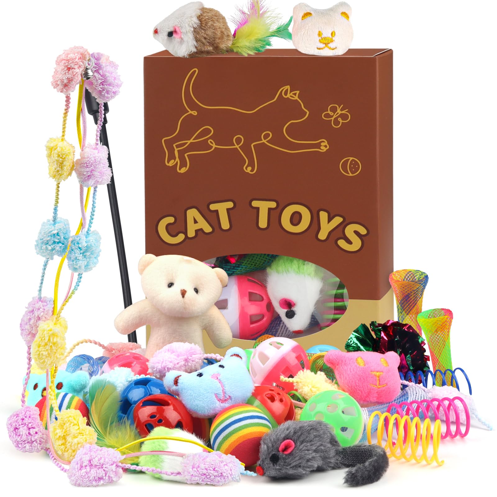 QUOZUO bolas variadas con campanas para gatos, fomentan juego activo