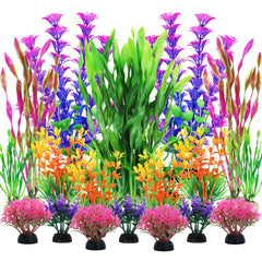 QUOZUO plantas artificiales para acuario, 20 piezas, crean refugio seguro para peces